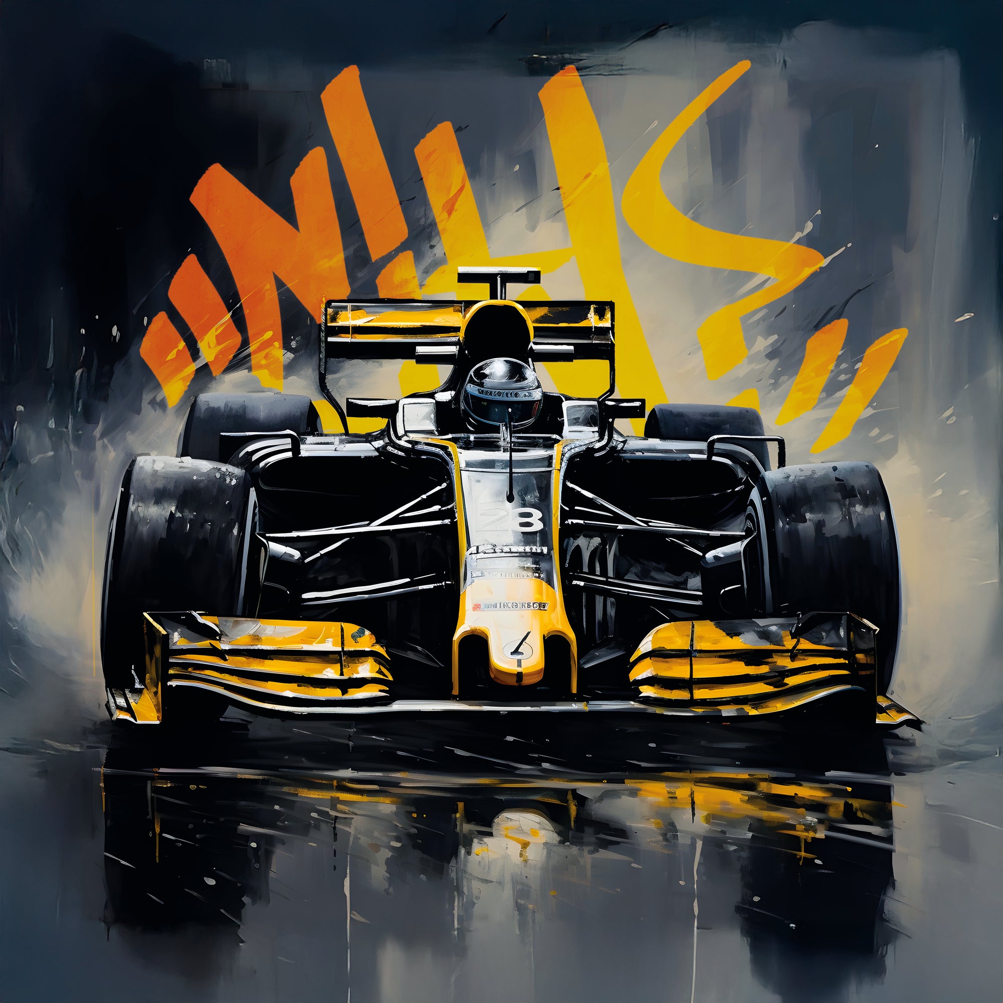 Tableau Formule 1 Jaune - Cadre Mural Design - Fabulartz.fr 