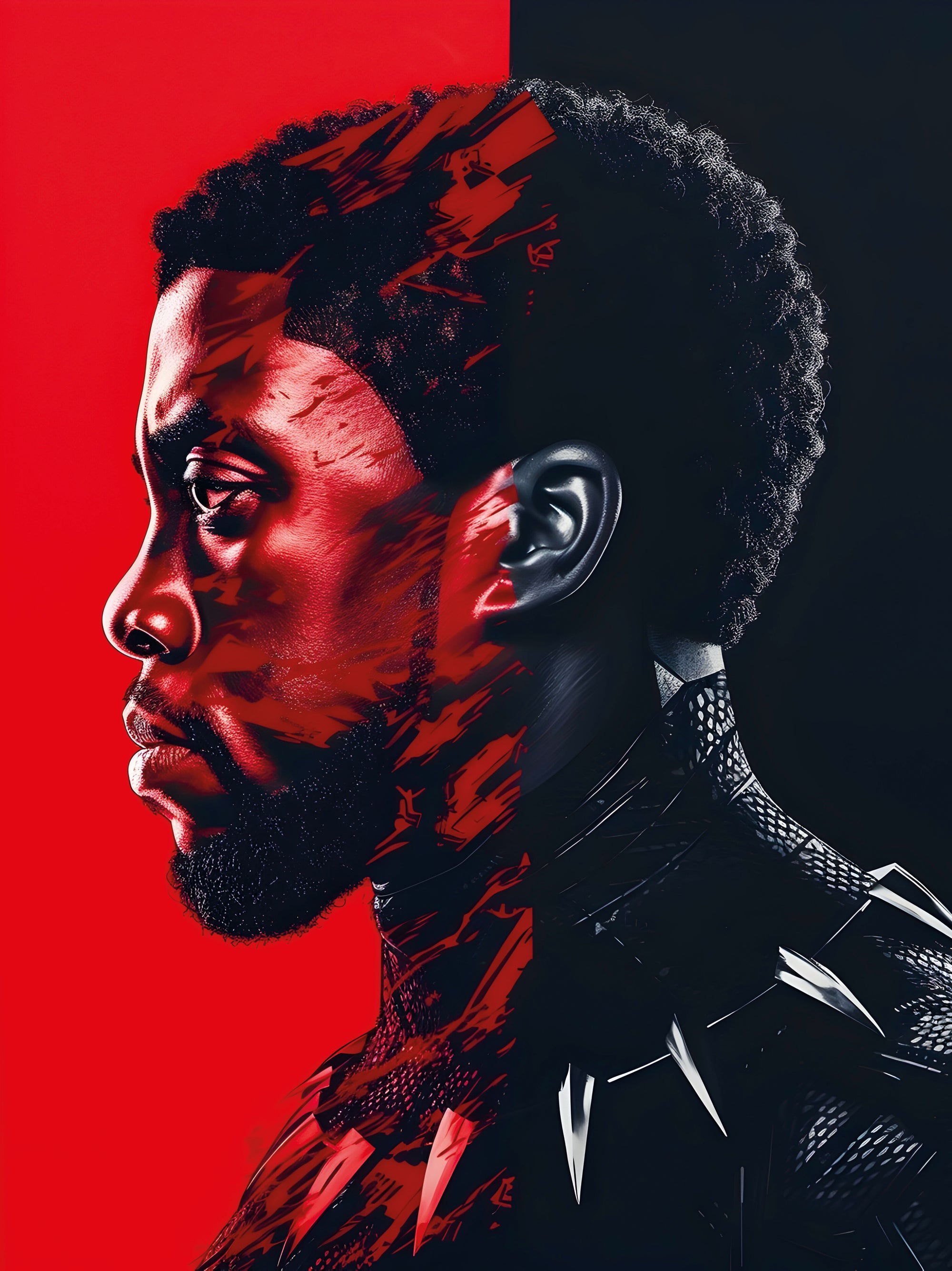 Tableau Black Panther Profil Rouge et Noir - Fabulartz.fr 