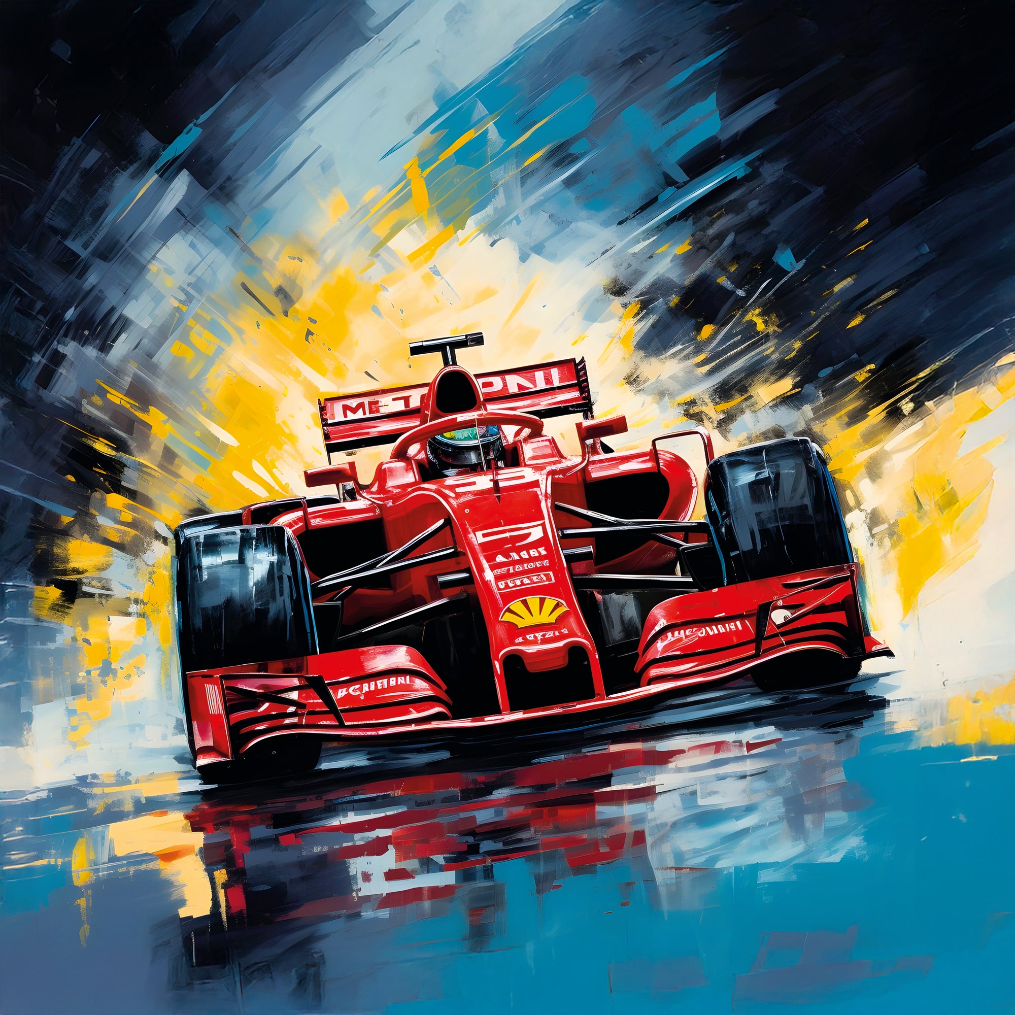 Tableau Formule 1 Ferrari En Mouvement - Décoration Murale Design - Fabulartz.fr 