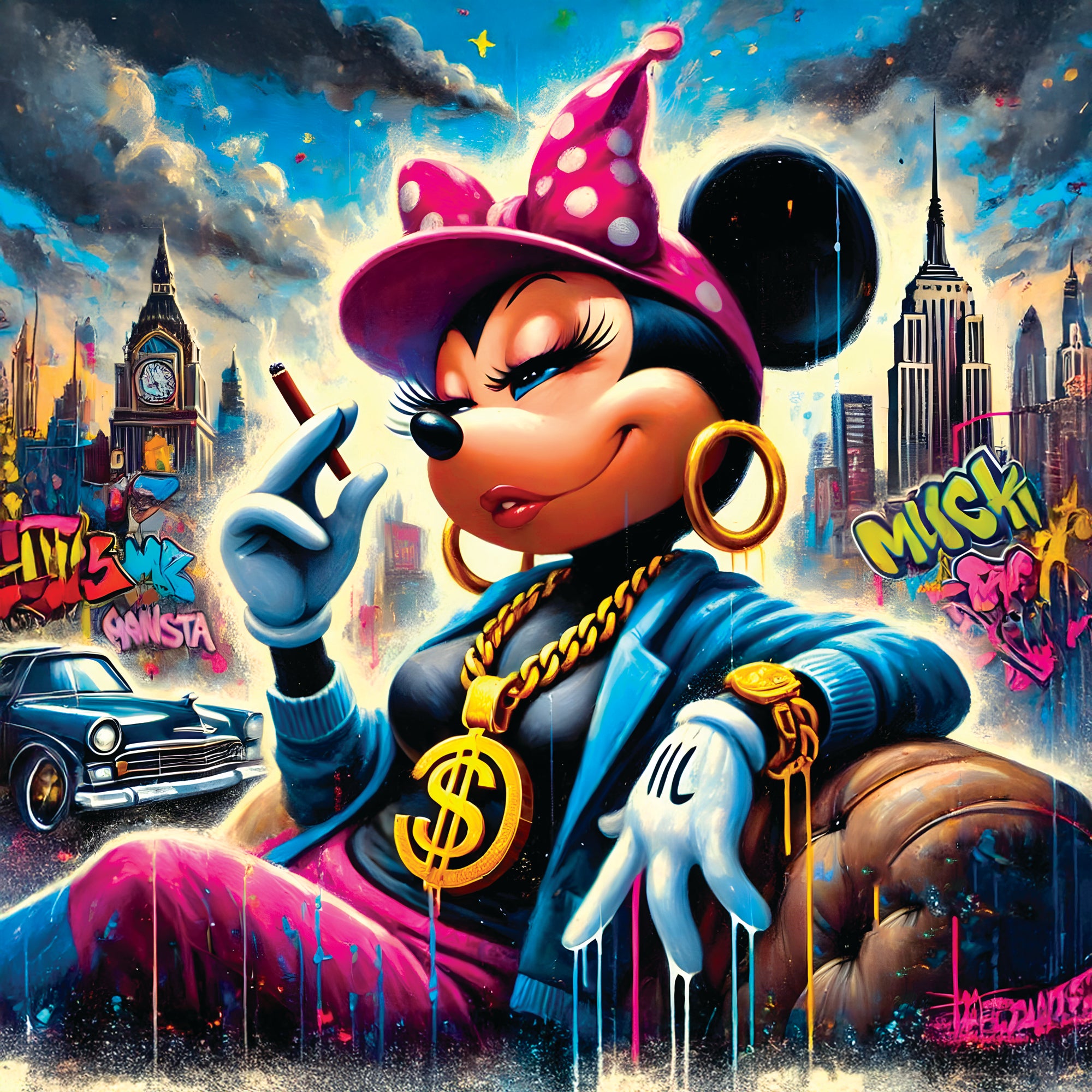 Minnie Gangsta City - Decorazione murale di design