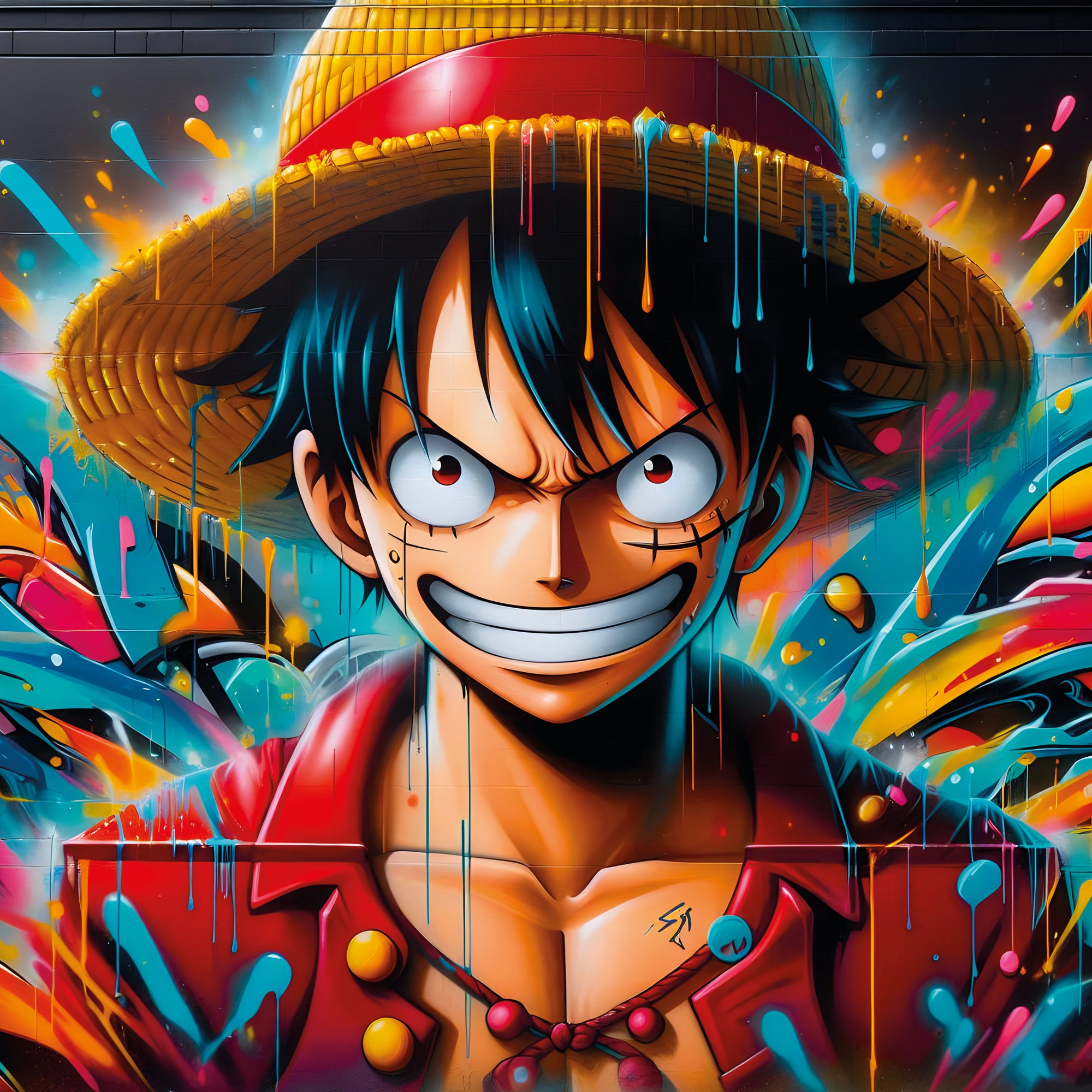 Tableau One Piece Luffy En Action - Cadre Mural Décoratif - Fabulartz.fr 