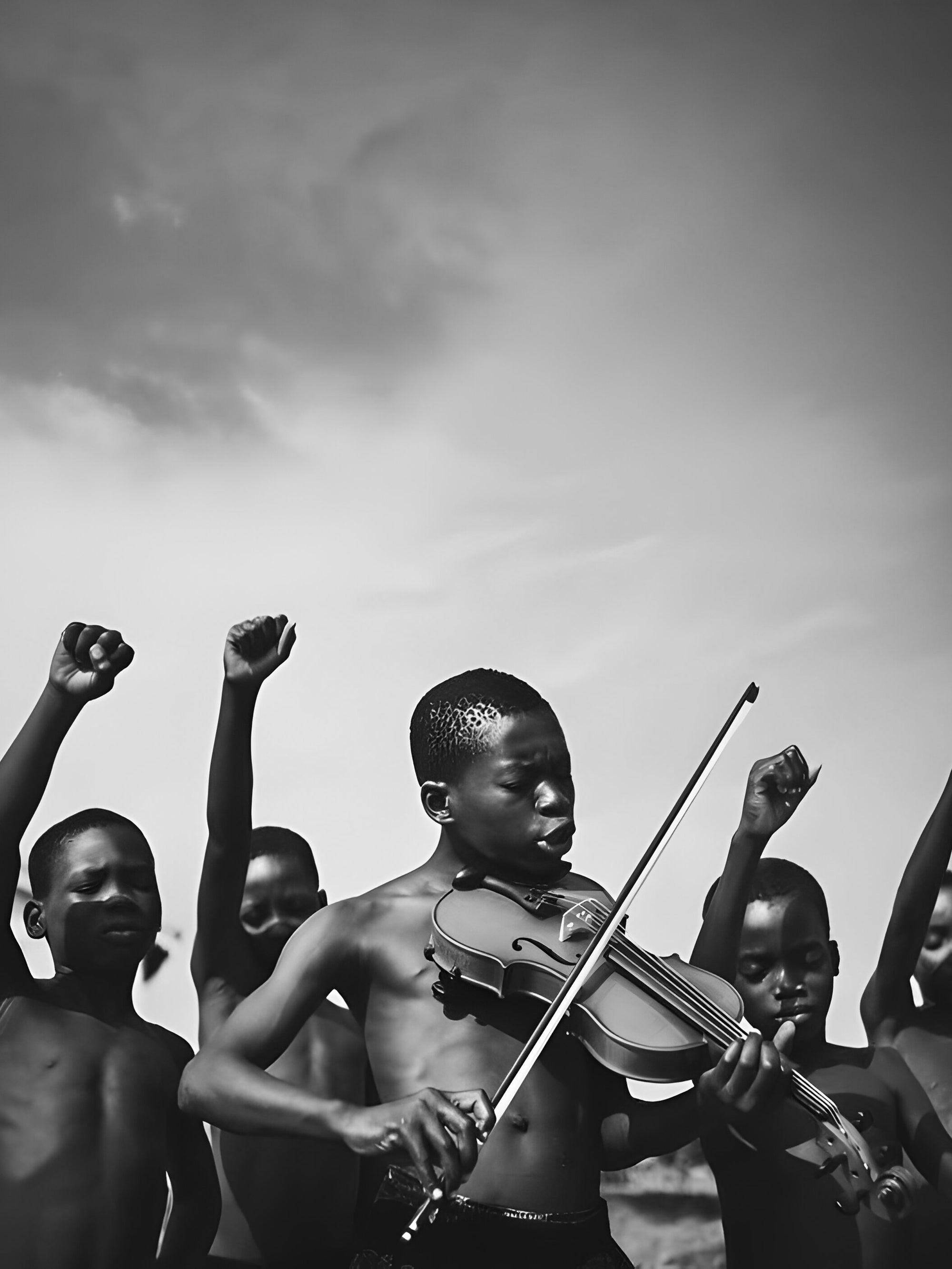 Tableau Vintage - Garçon Jouant du Violon