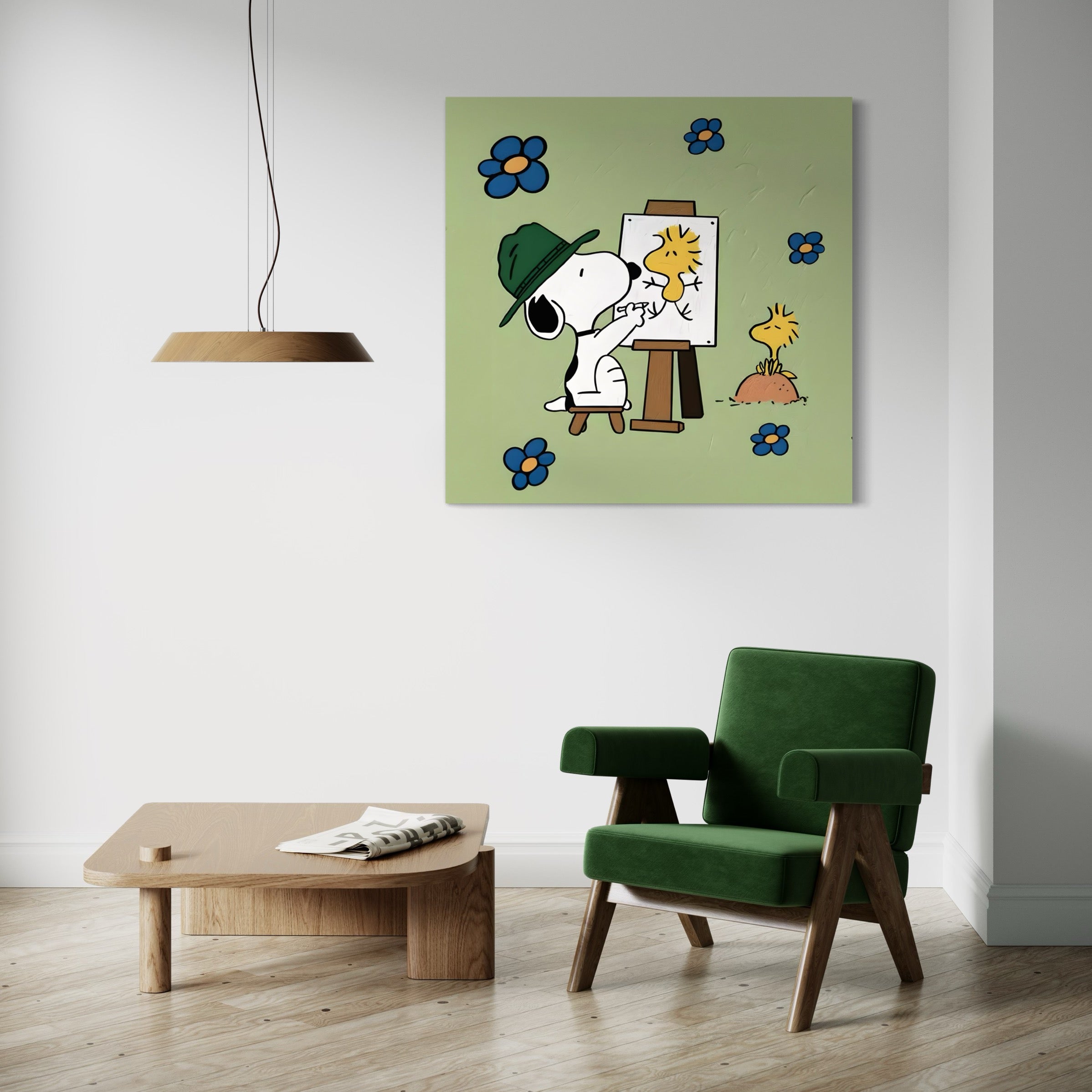 Tableau Snoopy L'Artiste à l'Œuvre - Cadre Déco Créatif - Fabulartz.fr 