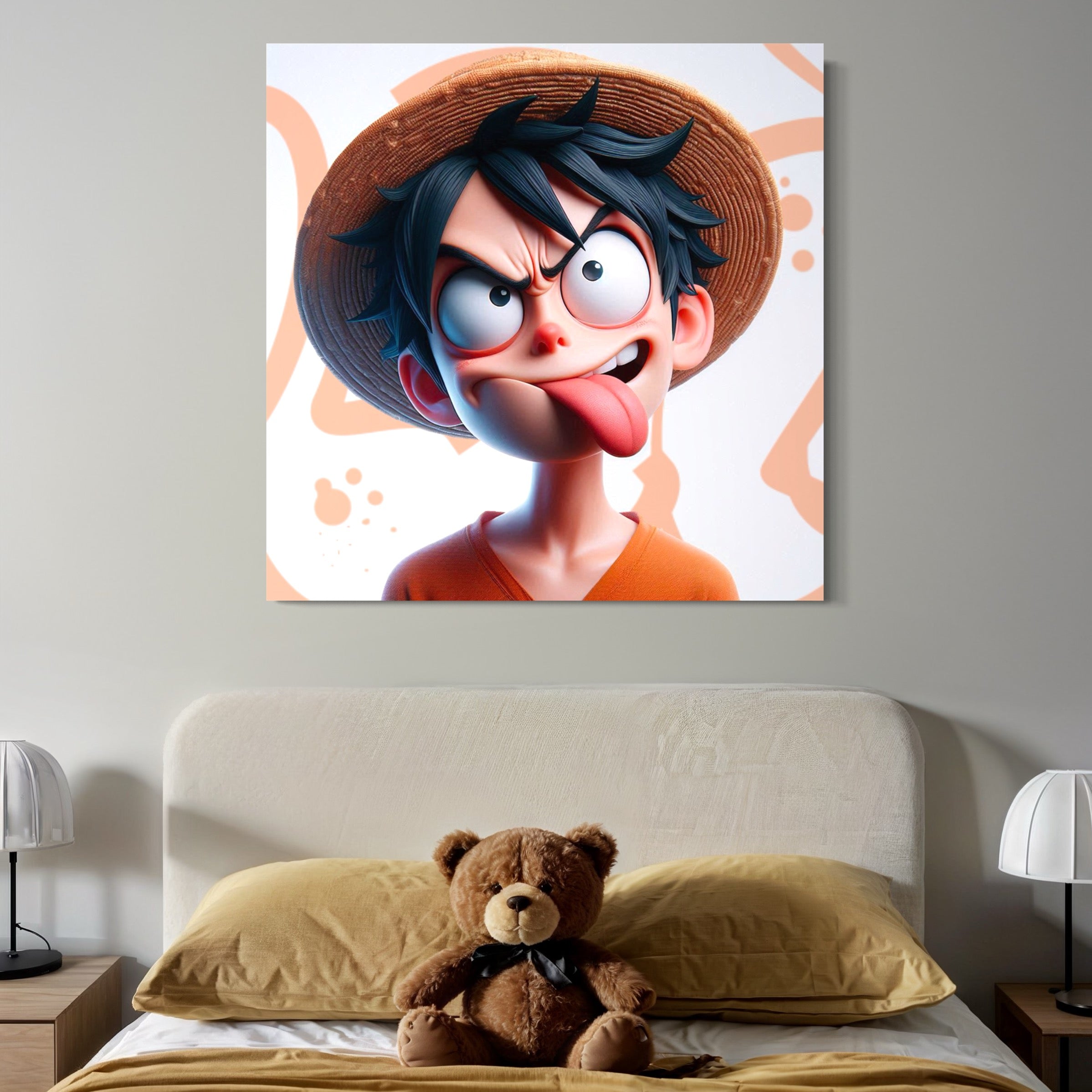 Tableau Portrait Luffy Excentrique - Cadre Mur Décoratif - Fabulartz.fr 