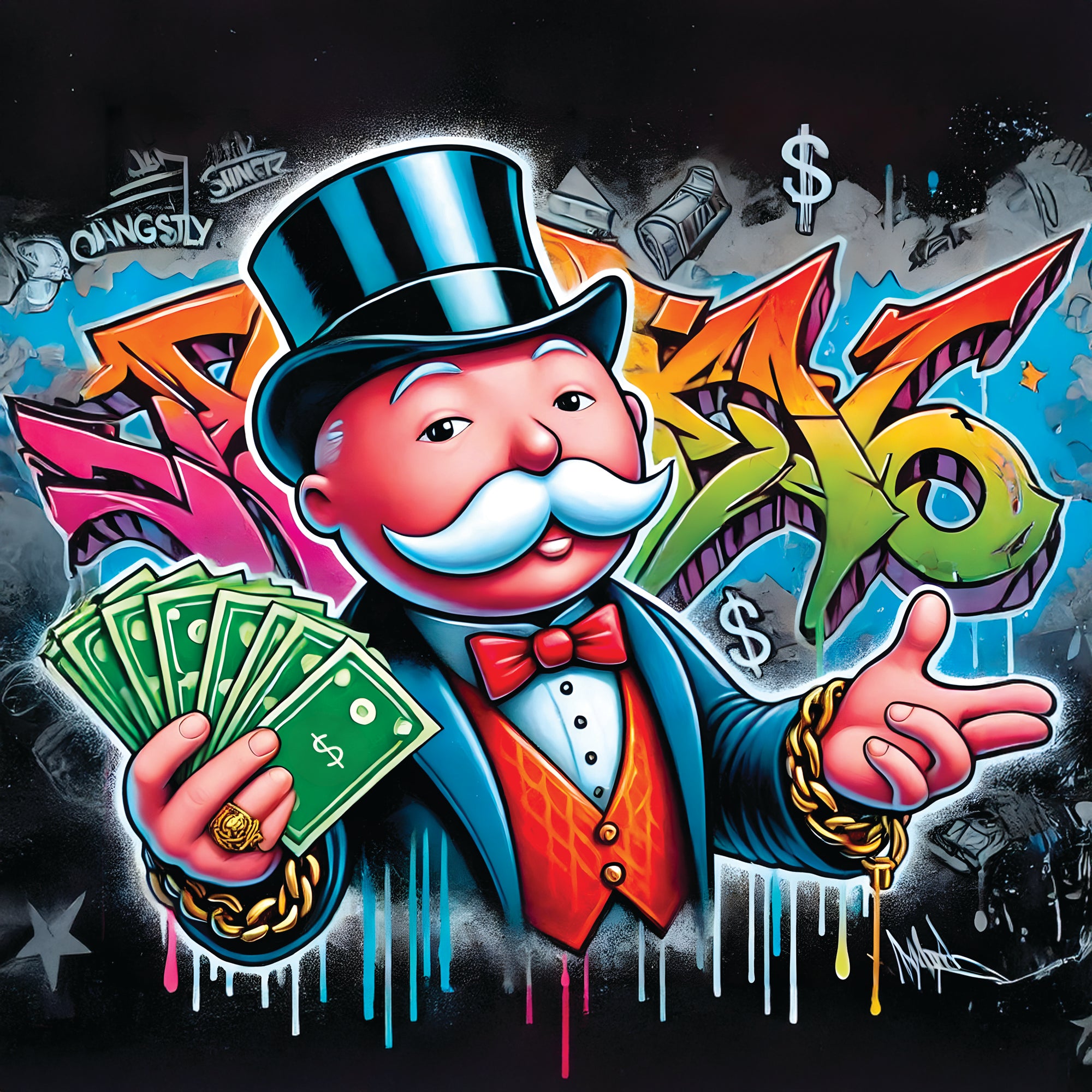 Tableau Monopoly Graffiti Riches - Street Art et Déco Moderne