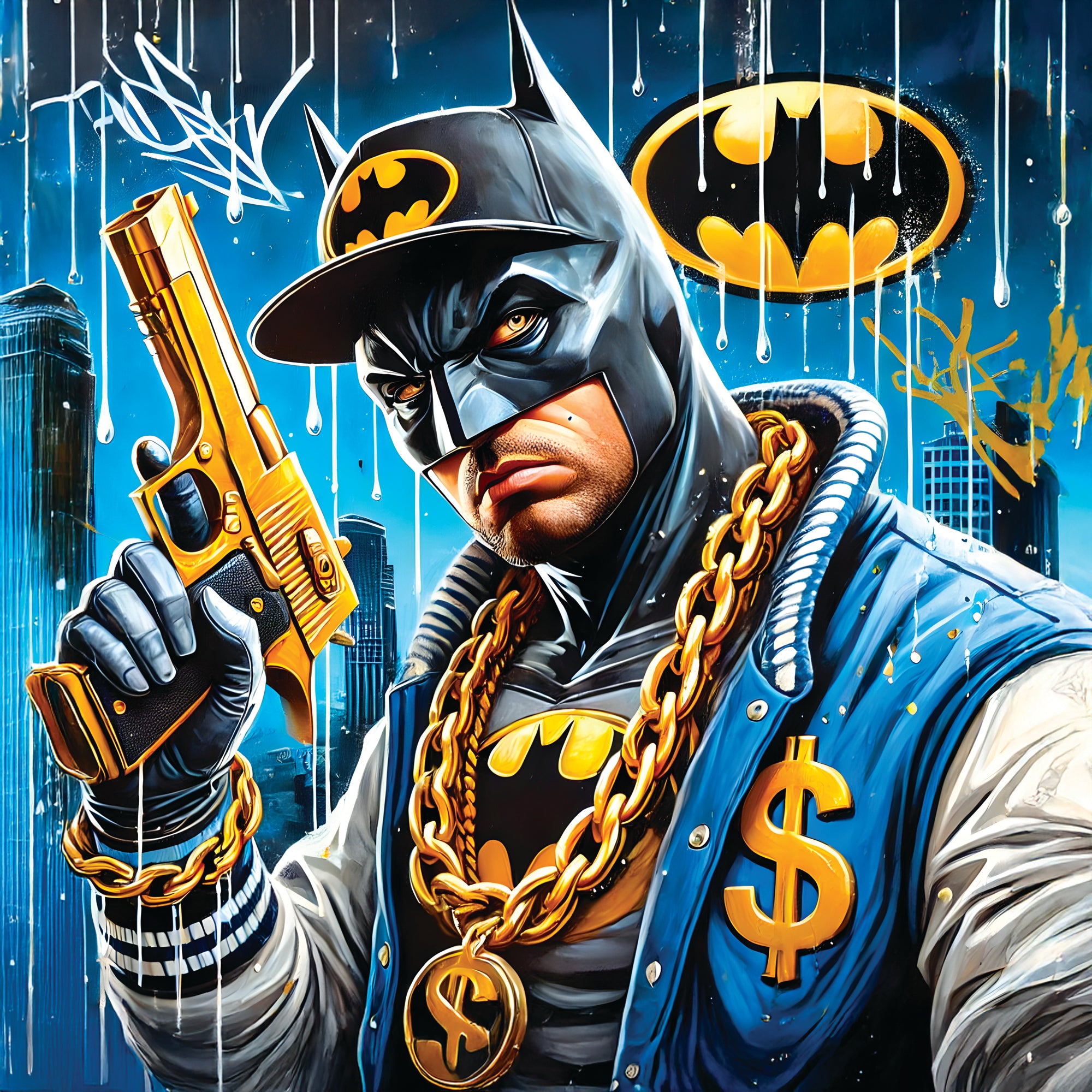 Tableau Batman Urbain Bleu - Cadre Déco Design