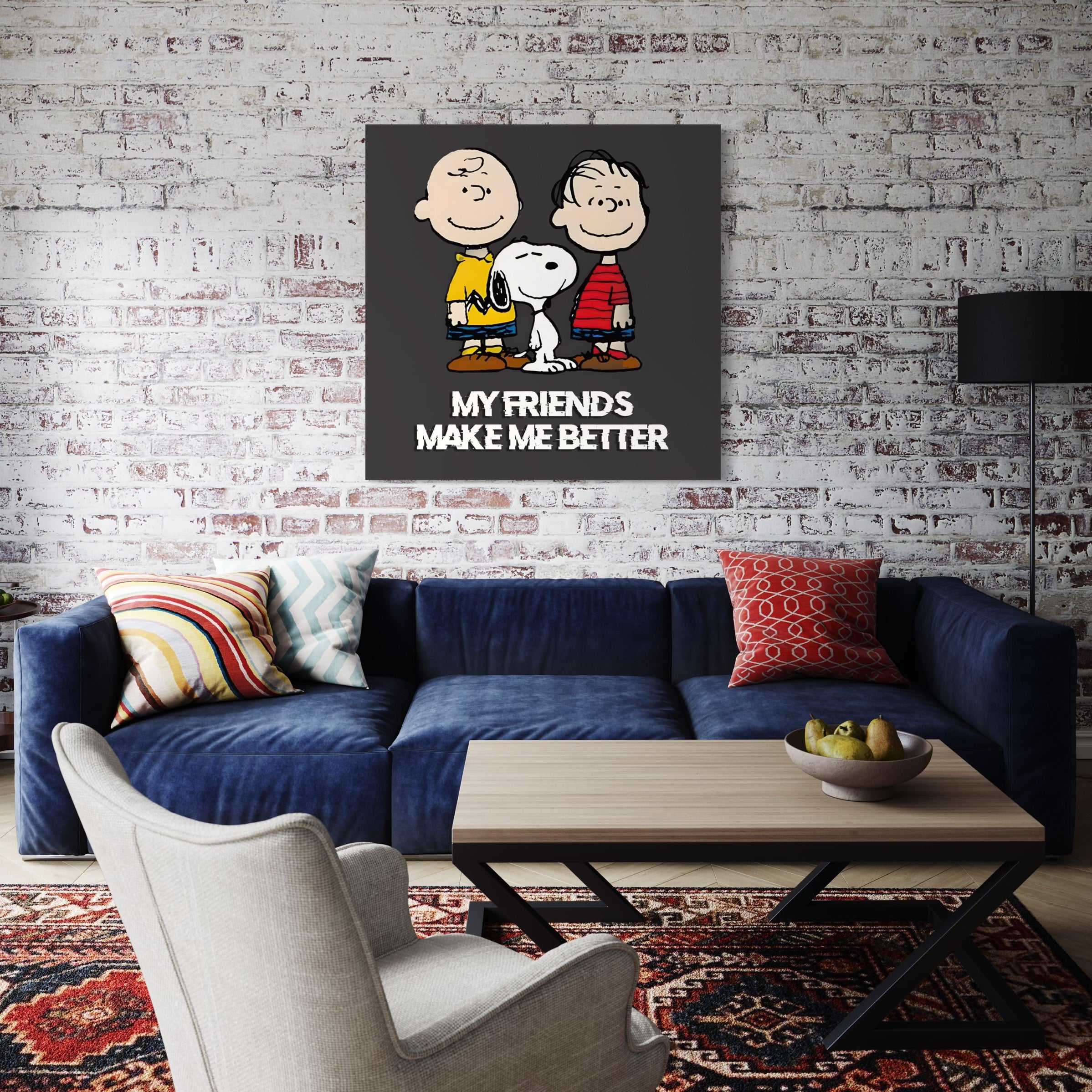 Tableau Snoopy My Friends Make Me Better - Cadre déco amitié