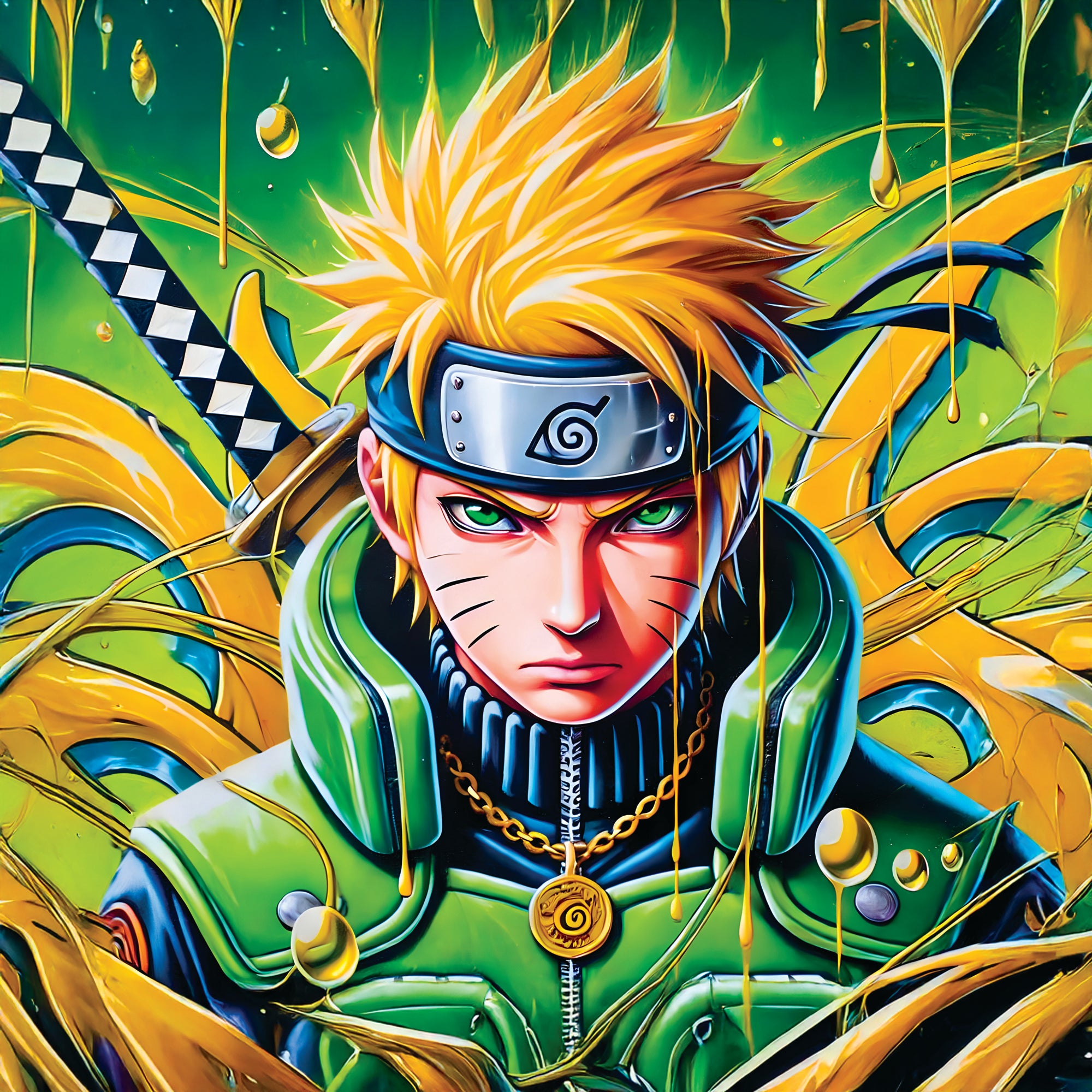 Painting Naruto in Green Armor - Cadre Déco Mural