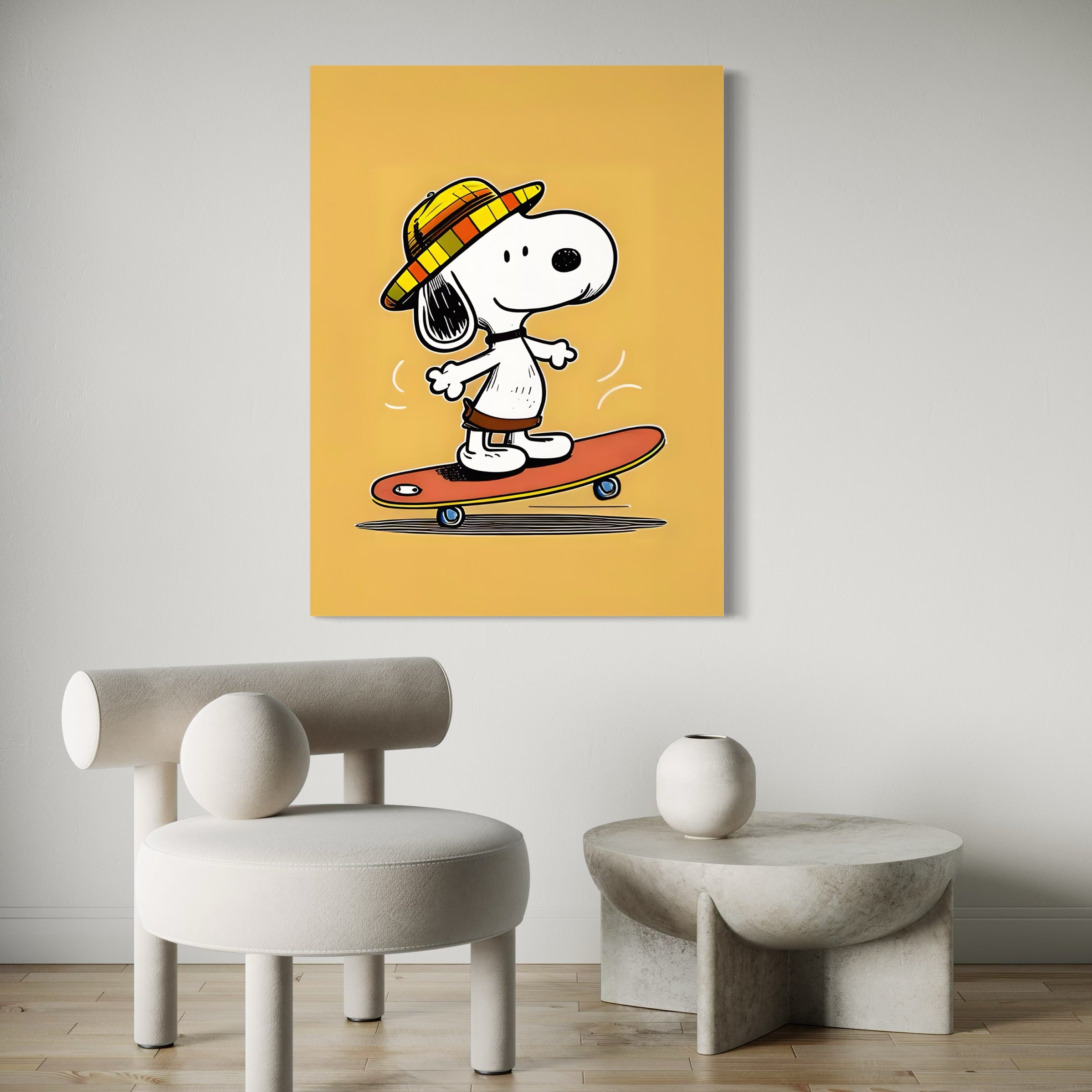 Tableau Snoopy Skateboarding Fun - Cadre Déco Enfant - Fabulartz.fr 