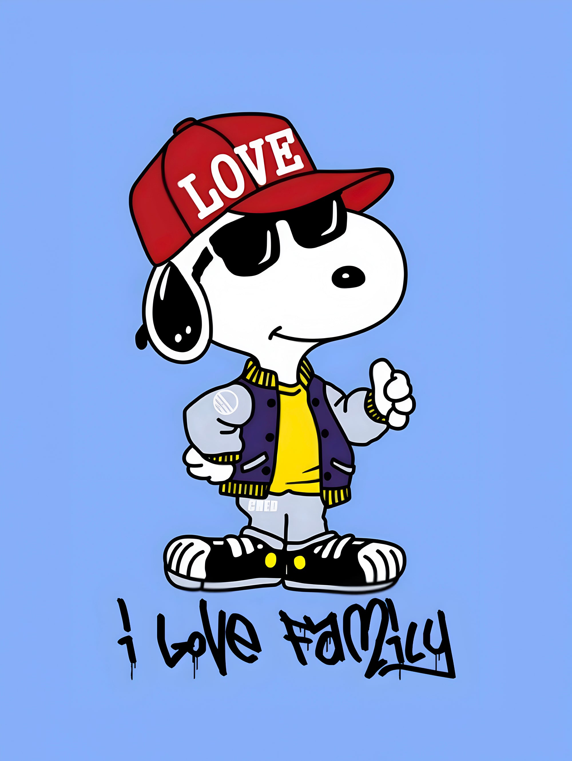 Tableau Snoopy I Love Family - Déco Murale Moderne