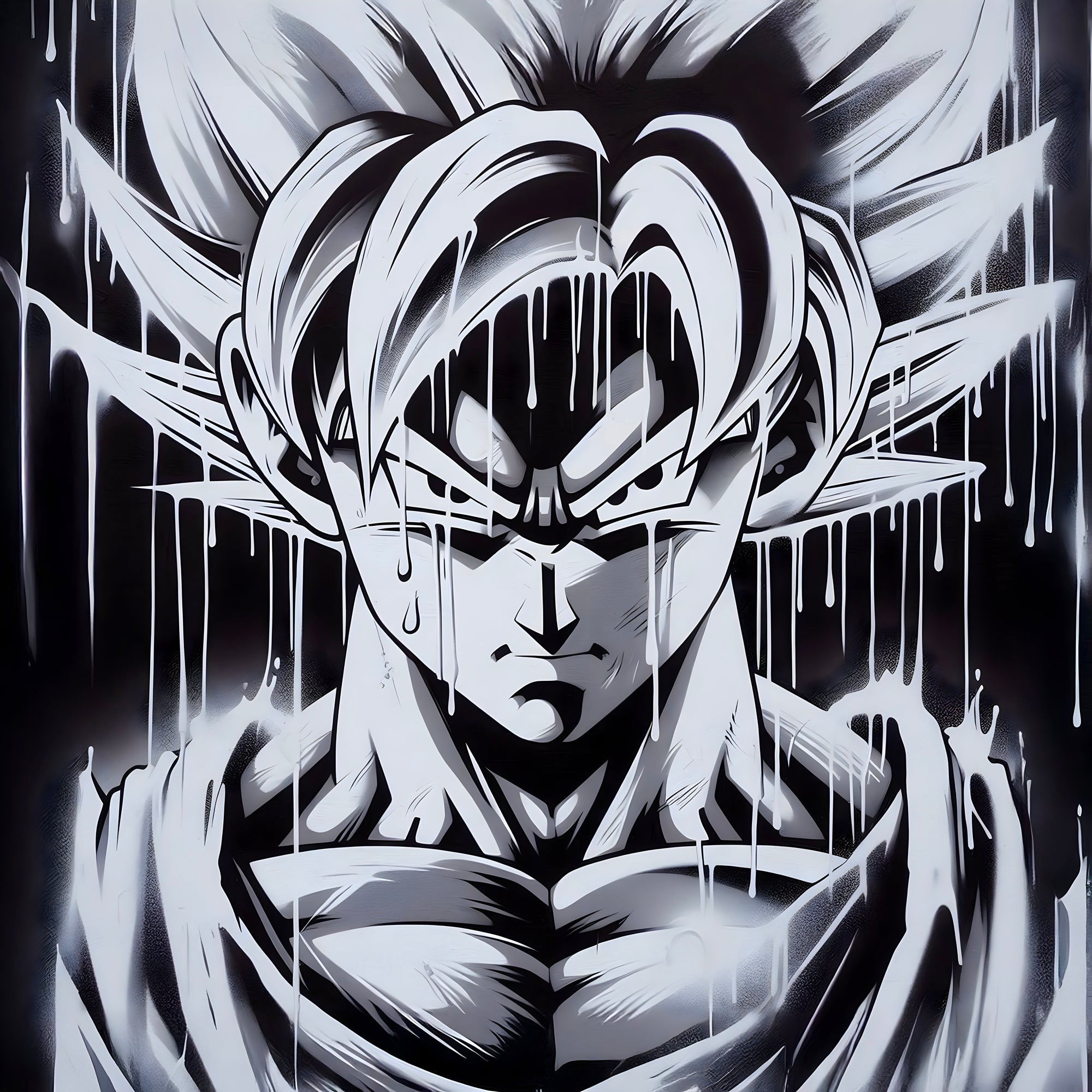 Dragon Ball Z Super Saiyan Pittura in bianco e nero - Déco Murale