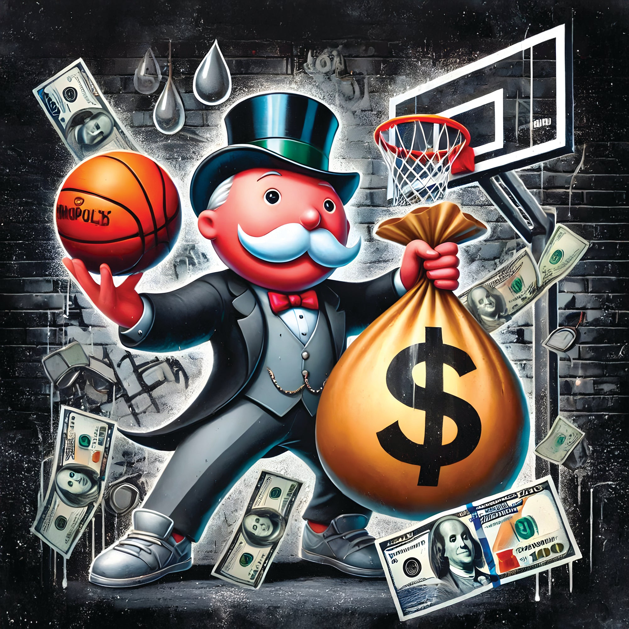 Tableau Monopoly Basketball Luxe - Street Art et Décoration Murale