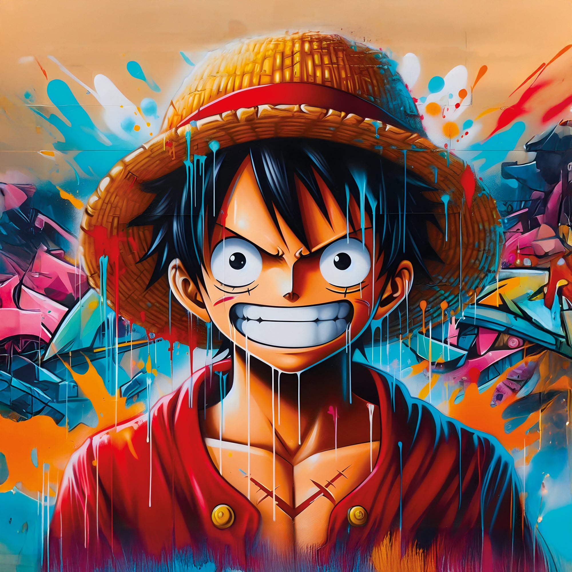 Tableau One Piece Luffy Expressif - Cadre Mural Déco - Fabulartz.fr 