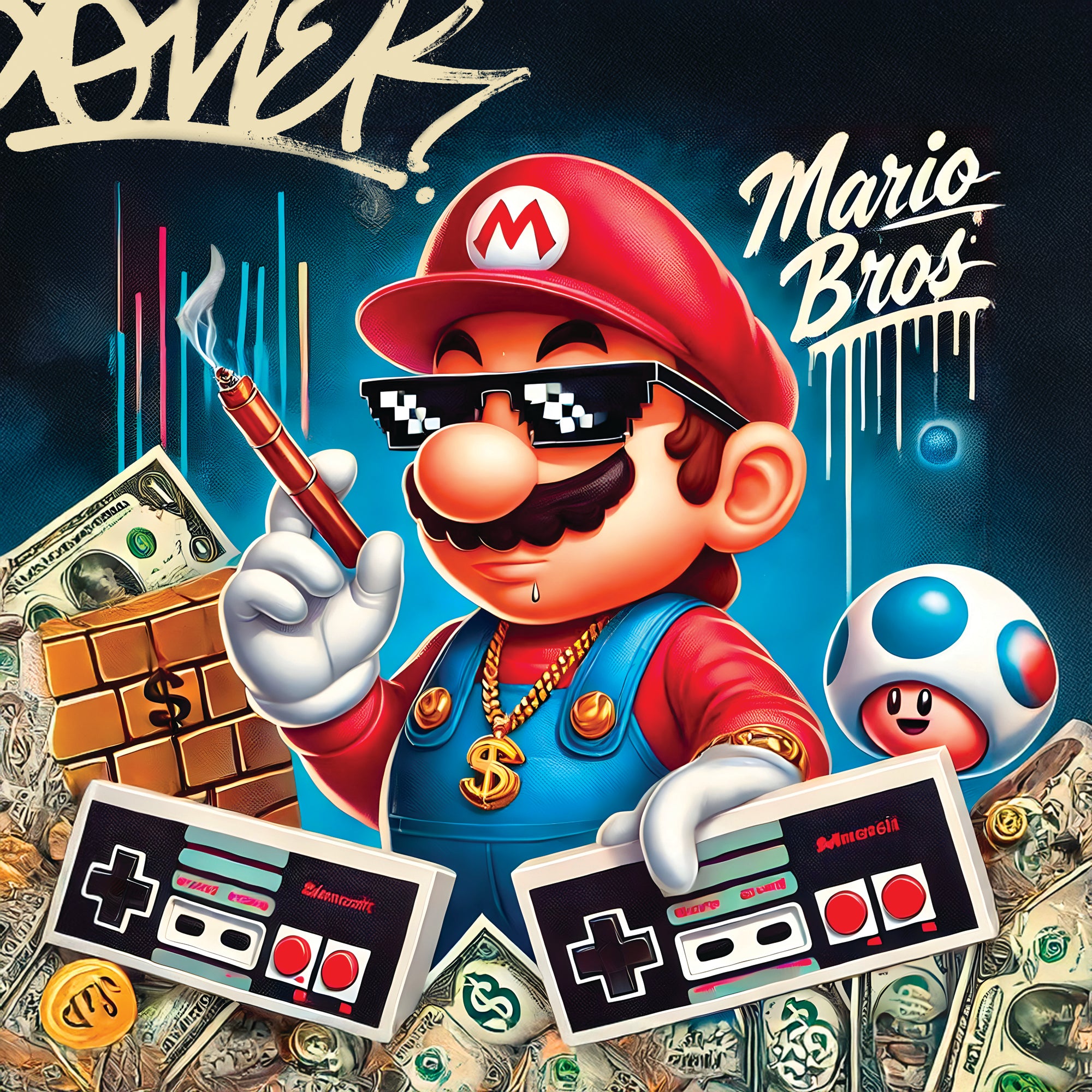 Tableau Mario Bros Rich Lifestyle - Décoration Murale Design