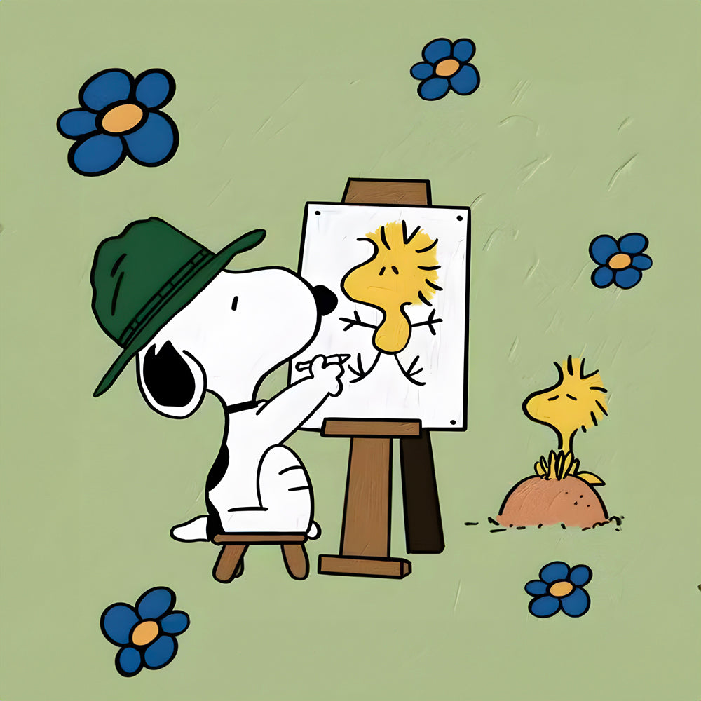 Tableau Snoopy L'Artiste à l'Œuvre - Cadre Déco Créatif