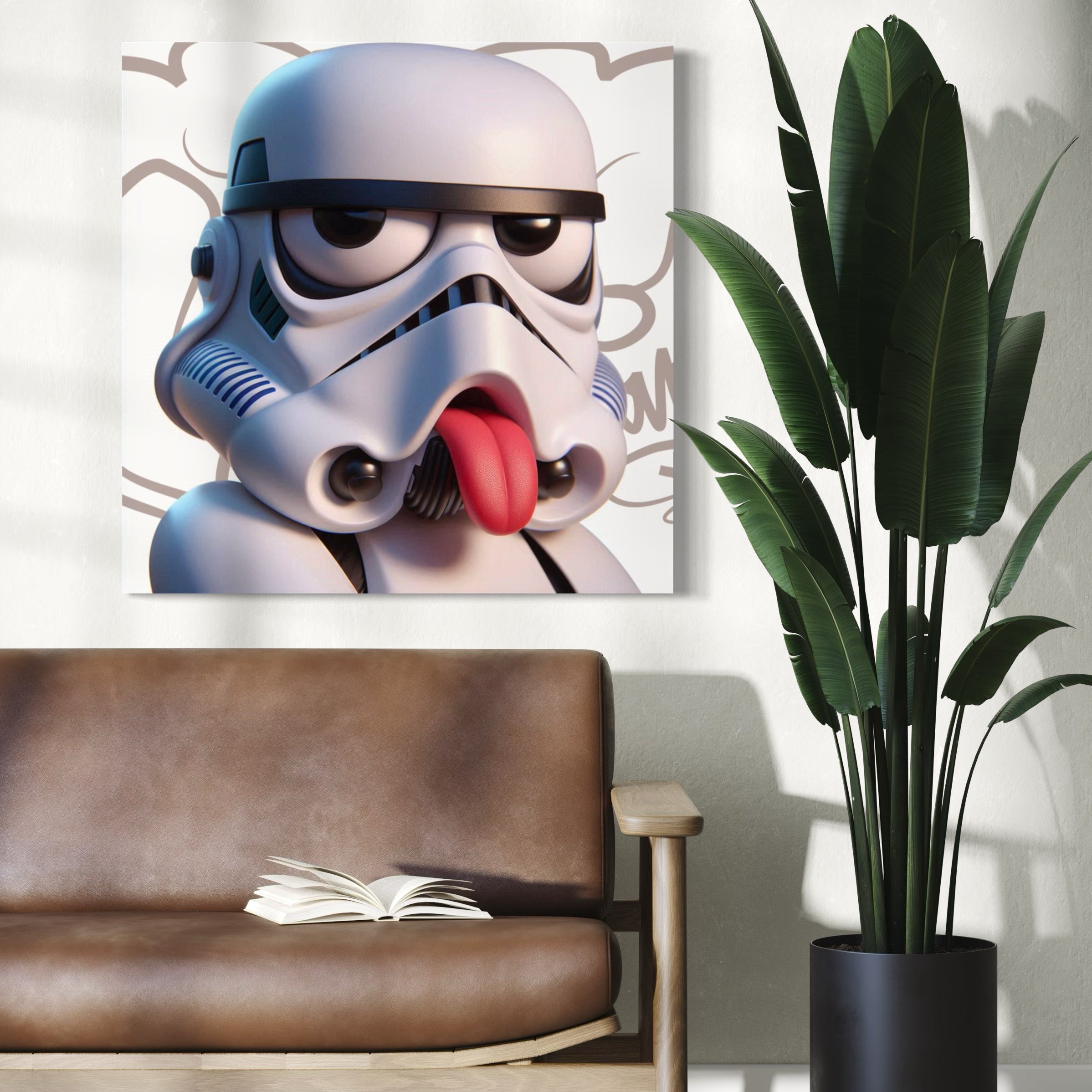 Tableau Portrait Stormtrooper Amusé - Déco Murale Moderne - Fabulartz.fr 