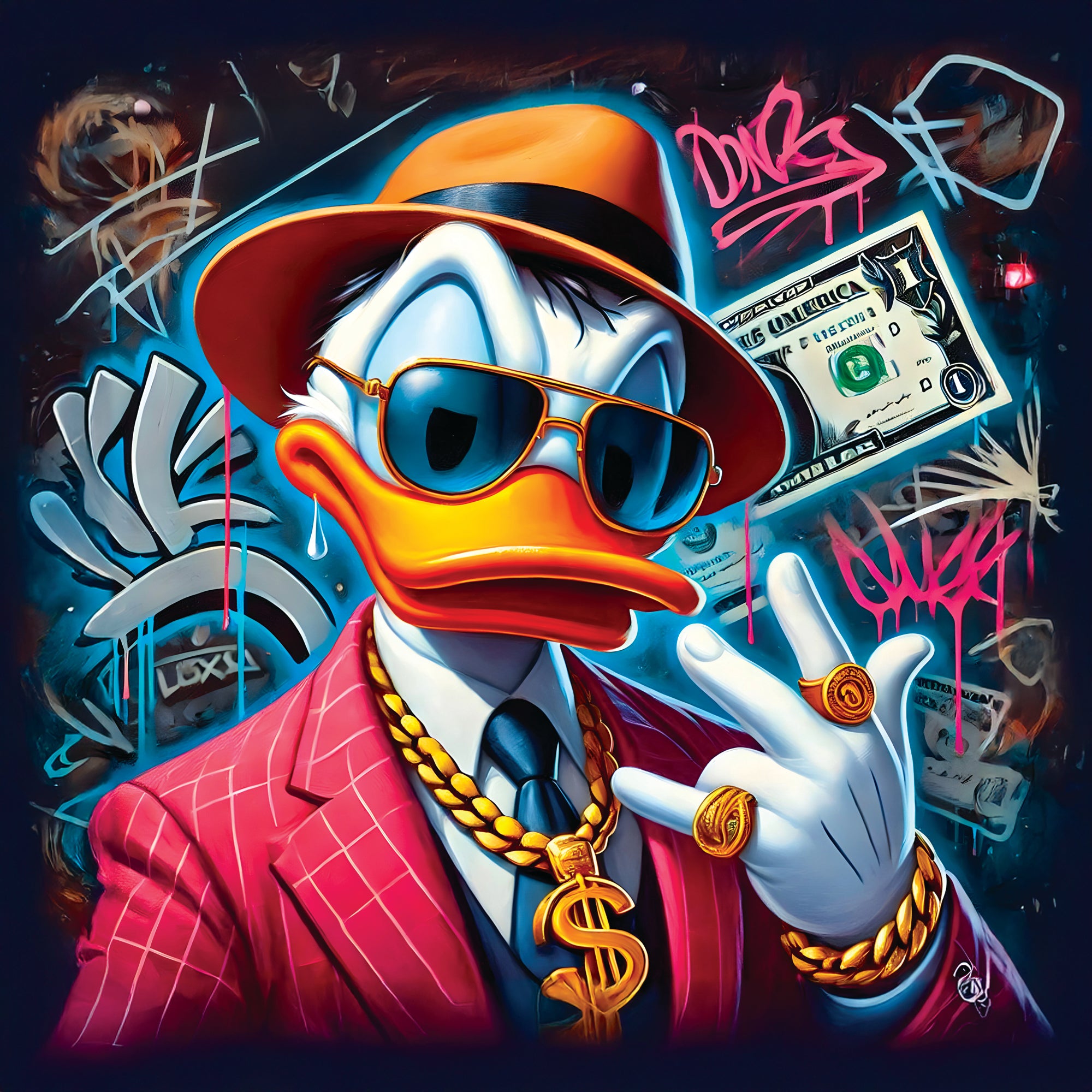 Tableau Donald Duck Gangster États-Unis - Déco Murale Design