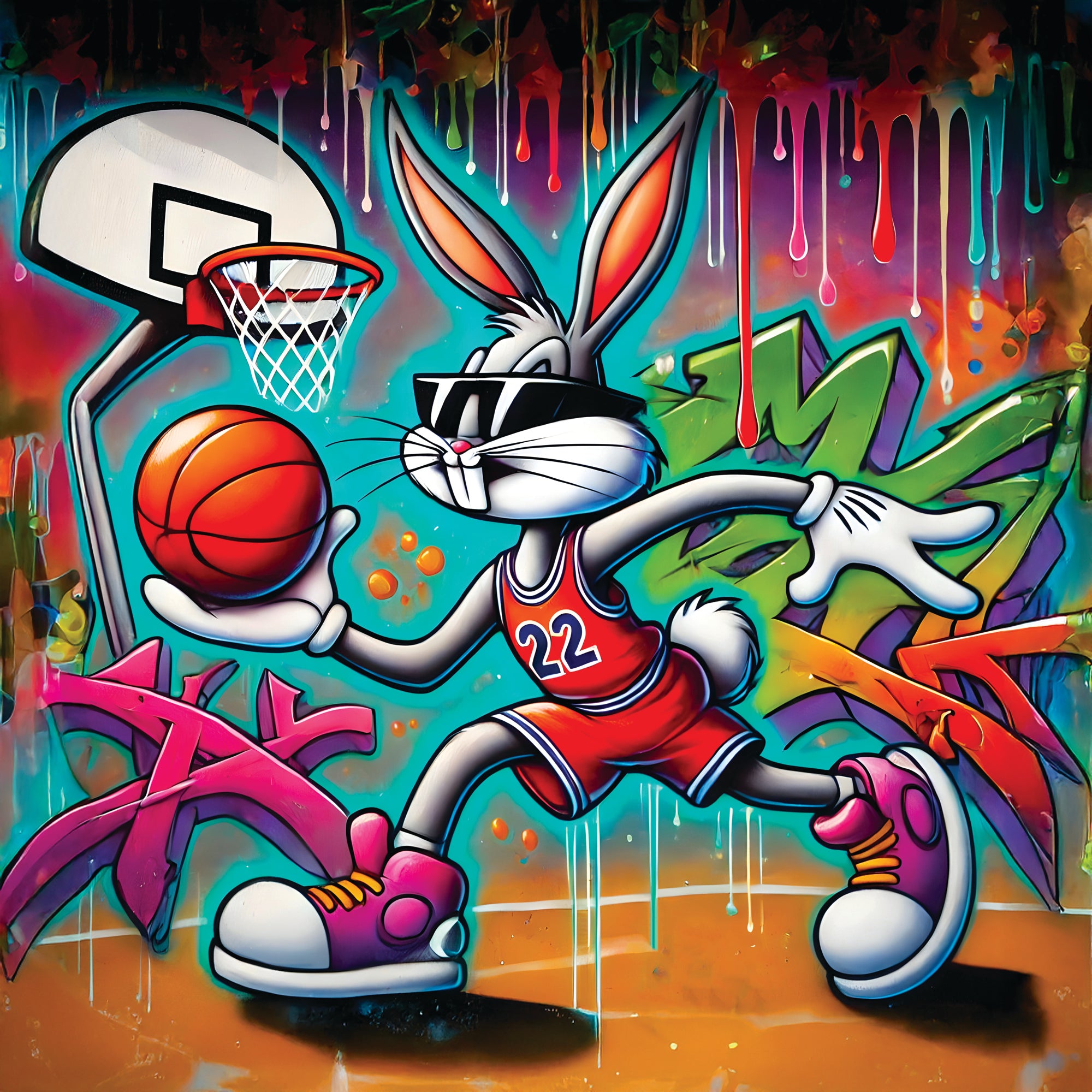 Painting Bugs Bunny Street - Déco Murale Design Moderne