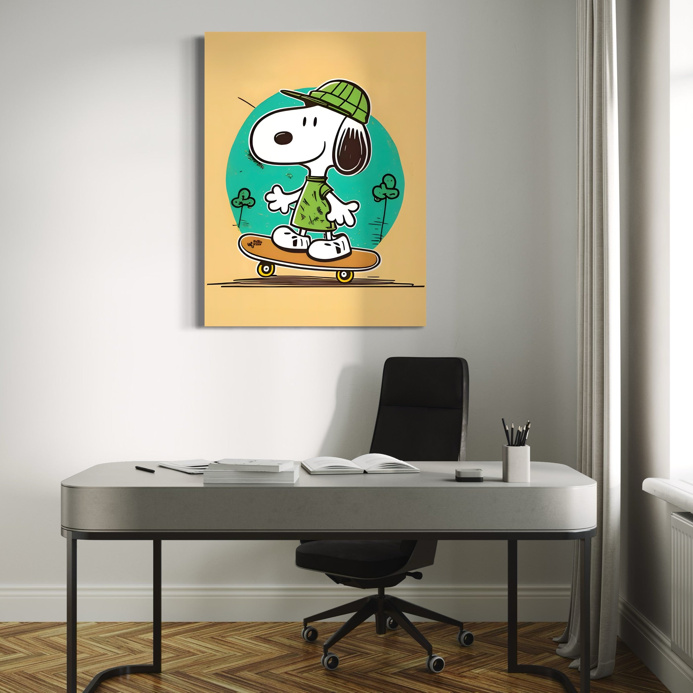 Tableau Snoopy Skateboard Adventure - Déco Murale pour Chambre d'Enfant - Fabulartz.fr 