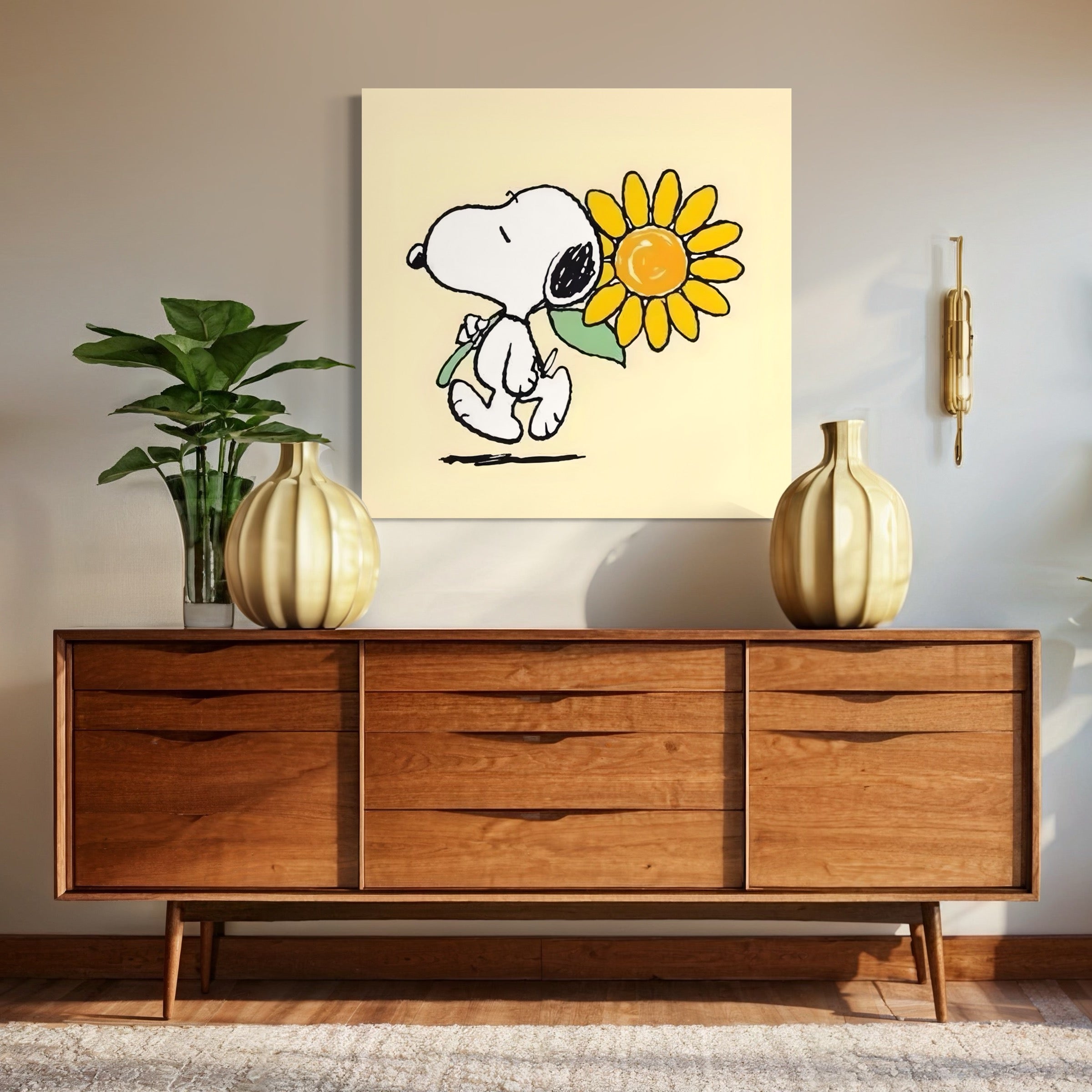 Tableau Snoopy Sunflower Joy - Déco murale colorée