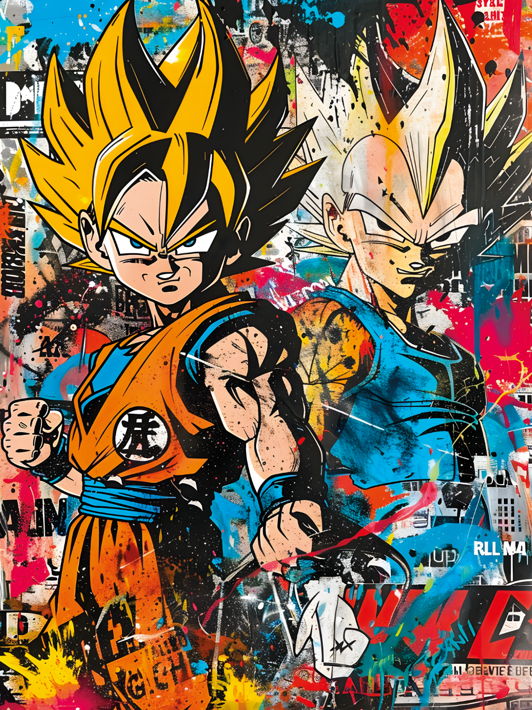 Tableau Dragon Ball Z - Goku et Vegeta Super Saiyan - Décoration Murale Énergique - Fabulartz.fr 