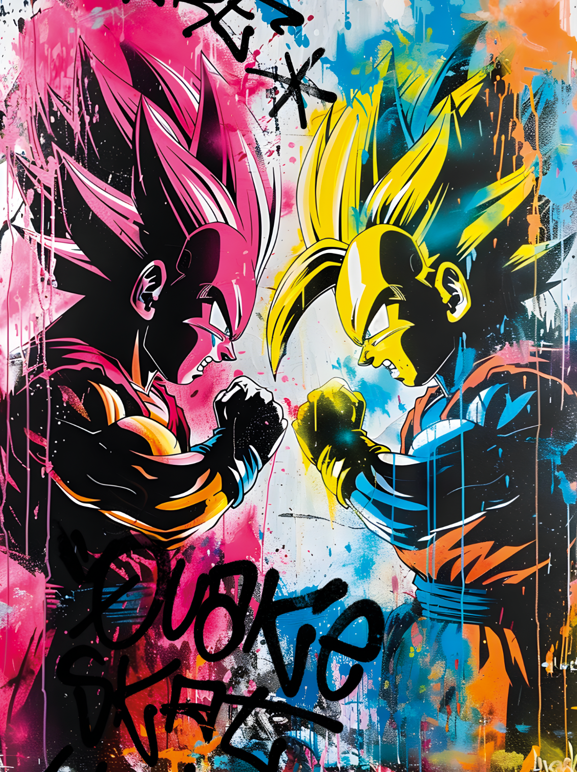 Tableau Dragon Ball Z - Goku vs Vegeta - Décoration Murale Artistique - Fabulartz.fr 