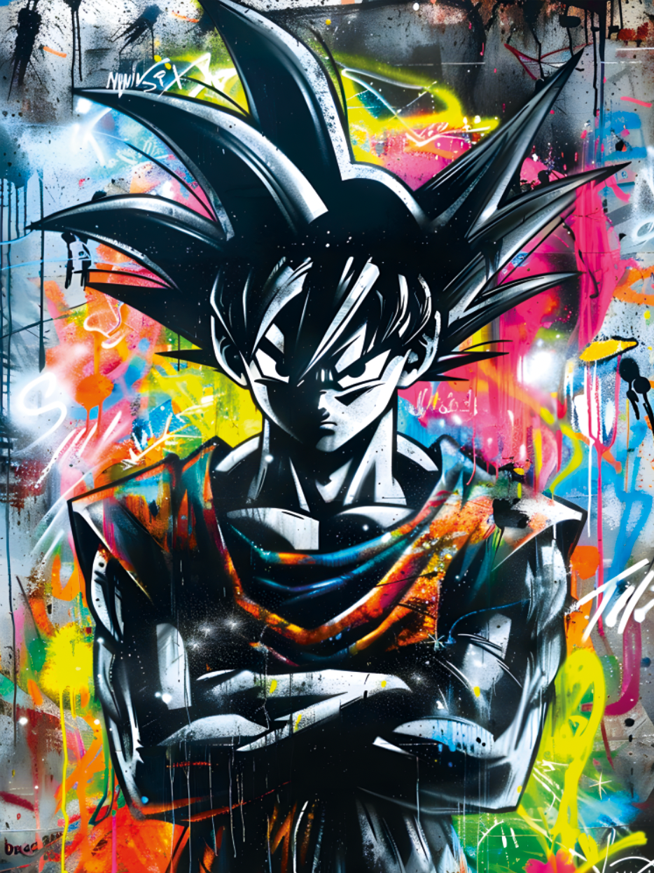 Tableau Dragon Ball Z - Goku en Noir avec Style Urbain - Décoration Murale Élégante - Fabulartz.fr 