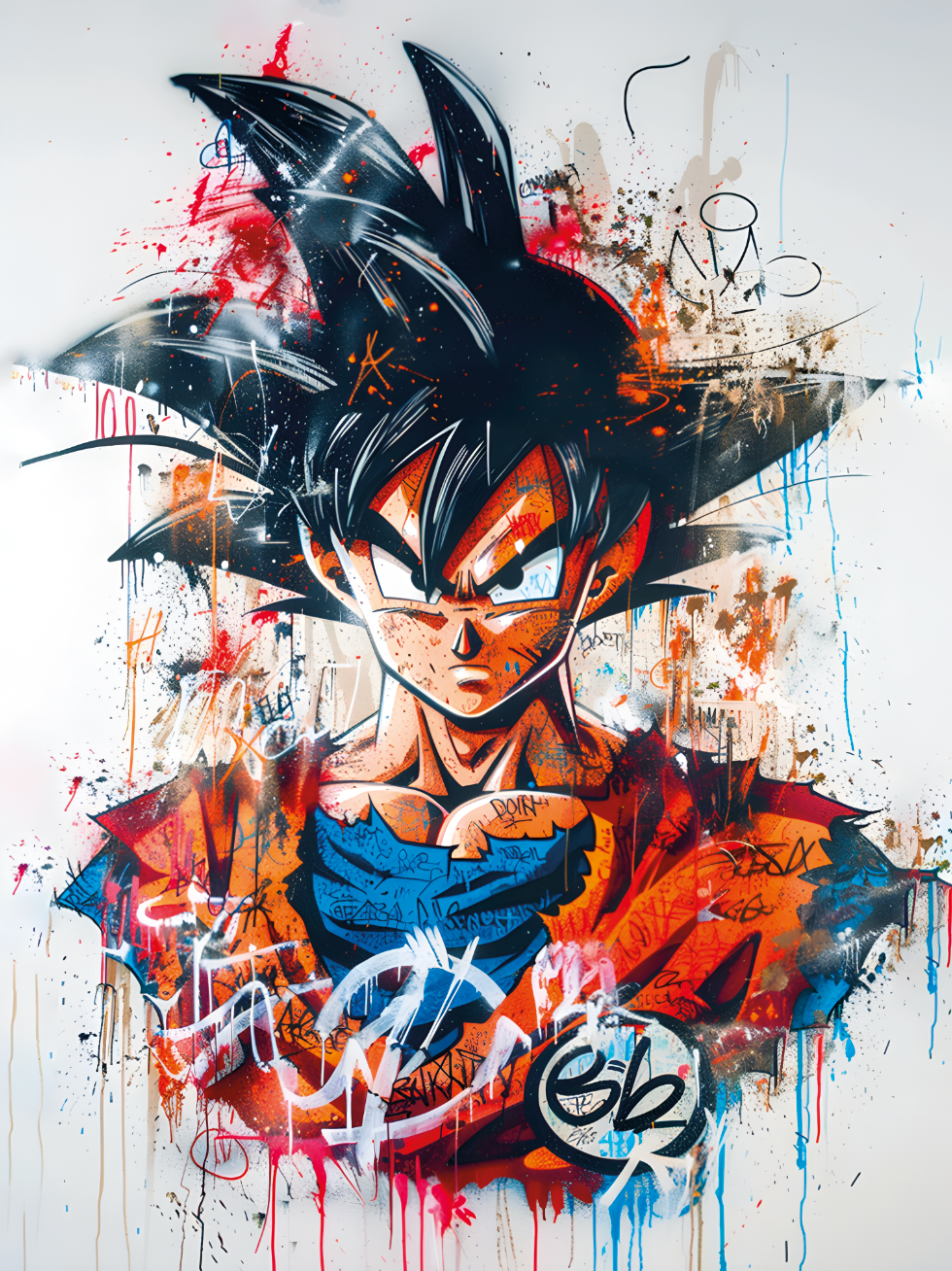 Tableau Dragon Ball Z - Goku Style Street Art - Décoration Murale Colorée - Fabulartz.fr 