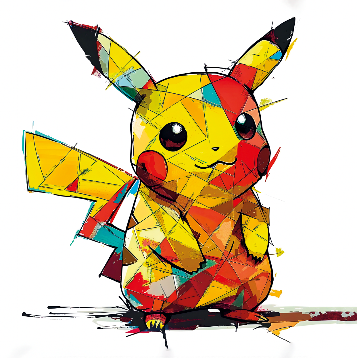 Tableau Pokémon - Pikachu Cubiste - Décoration Murale Artistique - Fabulartz.fr 