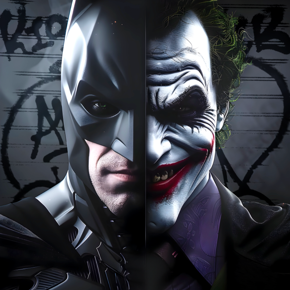 Tableau Fusion Joker et Batman - Décoration Murale Dualité - Fabulartz.fr 