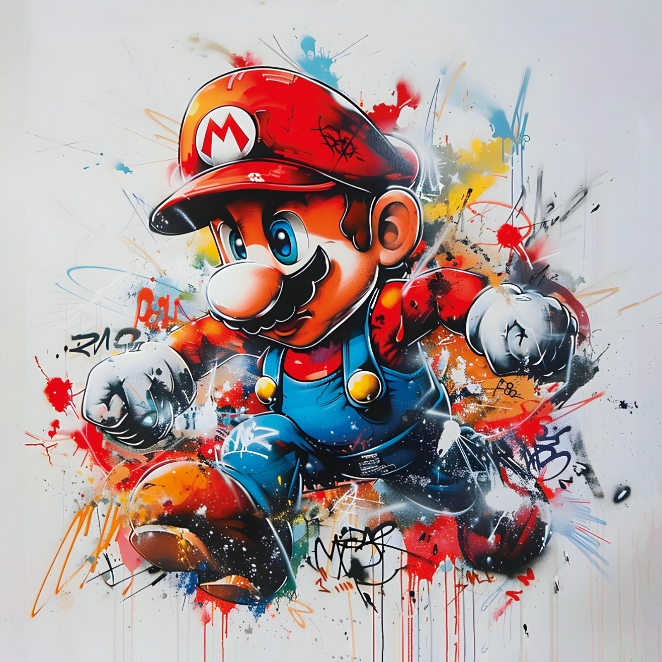 Tableau Mario Explosion de Couleurs - Décoration Murale Colorée - Fabulartz.fr 