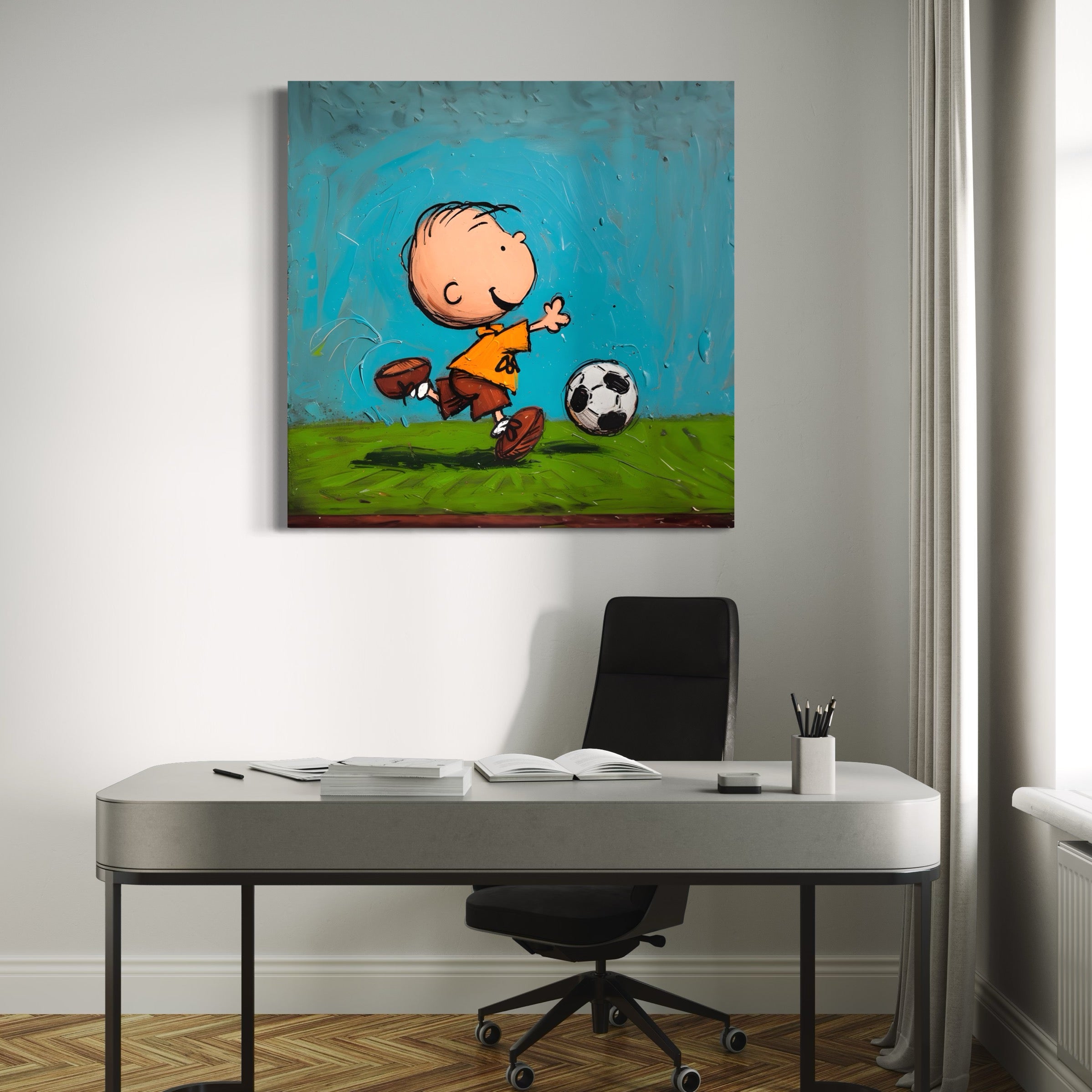 Tableau Snoopy - Charlie Brown Goal Time - Décoration murale sportive