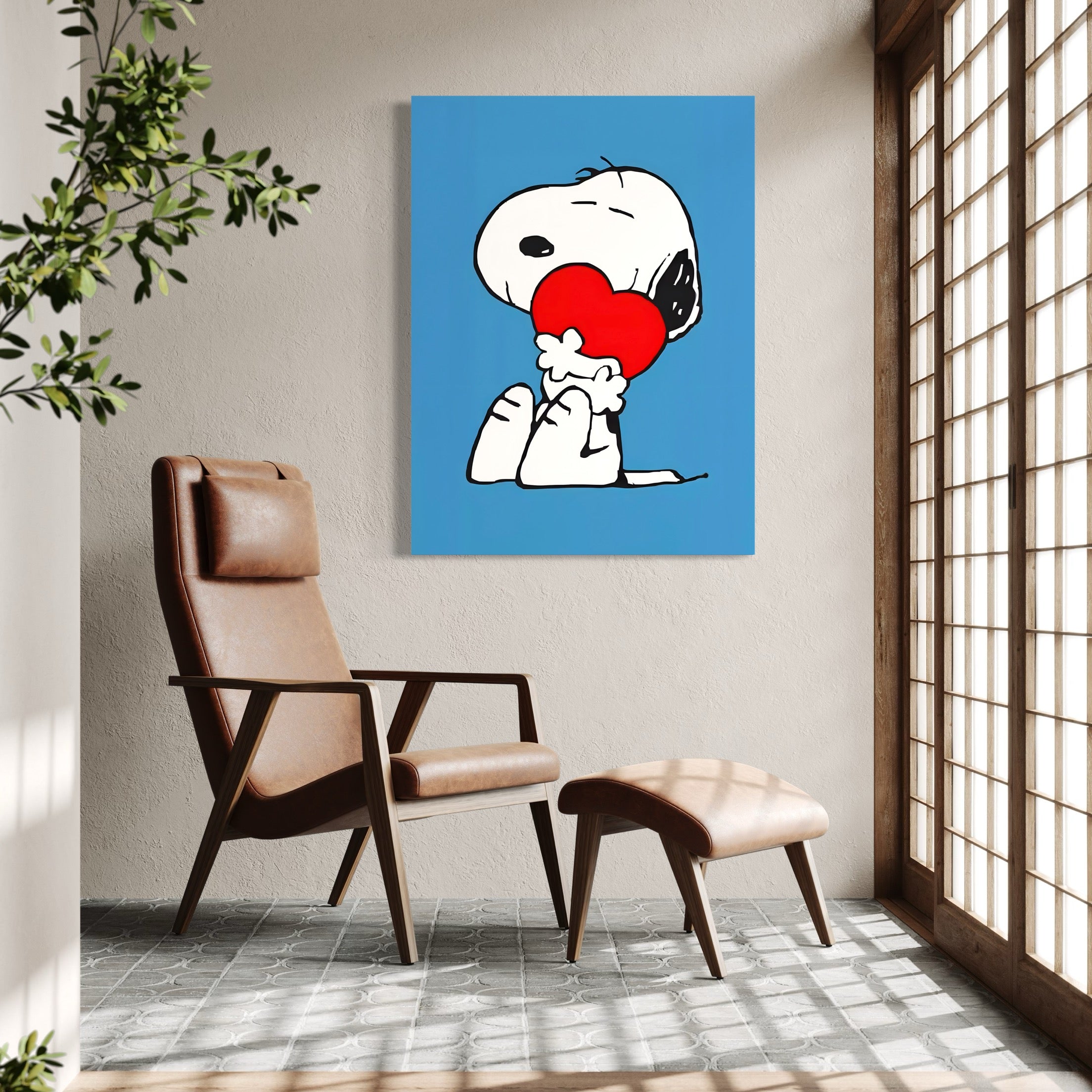 Tableau Snoopy Heart Hug - Déco Murale Amour