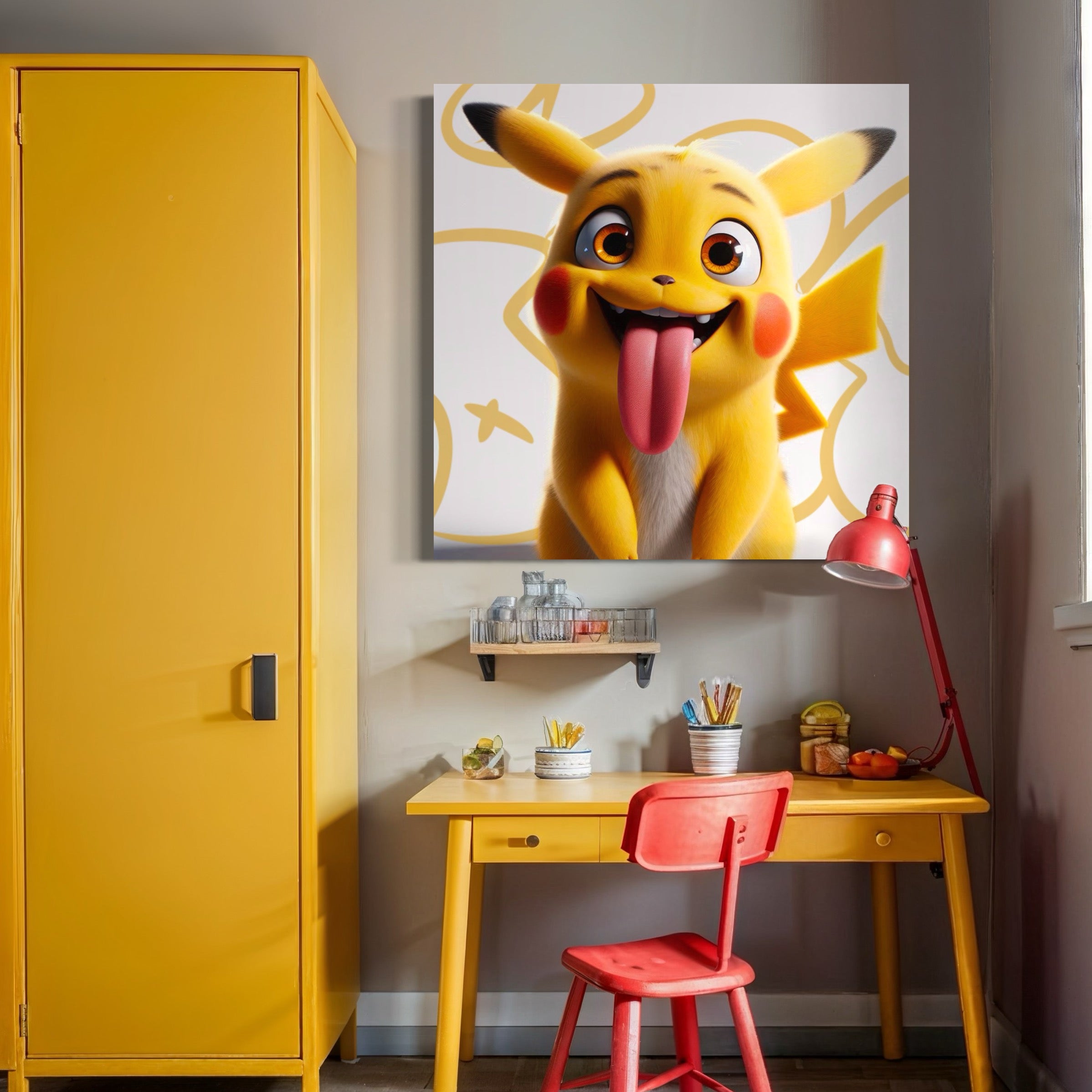 Tableau Portrait Pikachu - Cadre Mural Décoratif