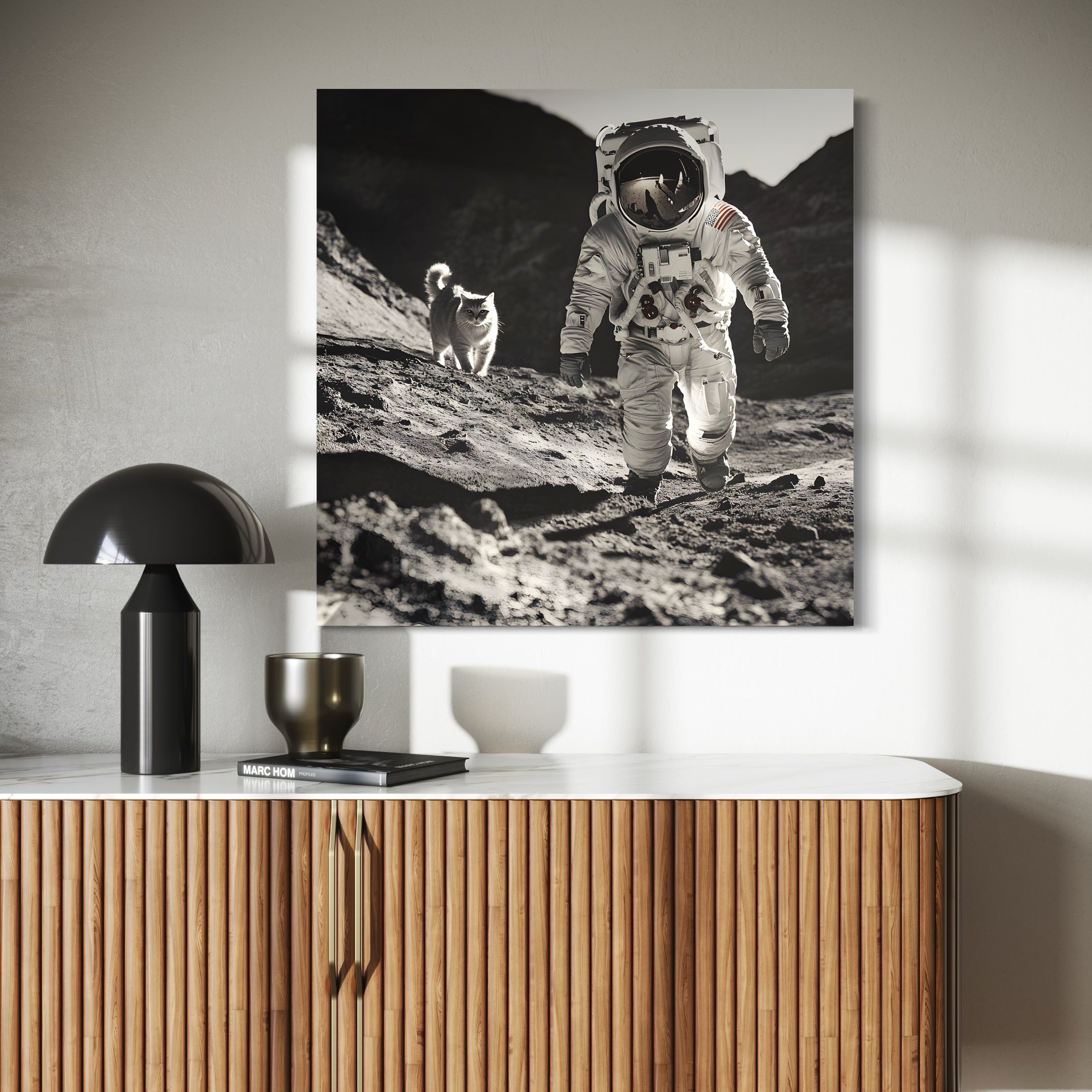 Tableau Espace Astronaute avec Chat - Décoration Murale Design