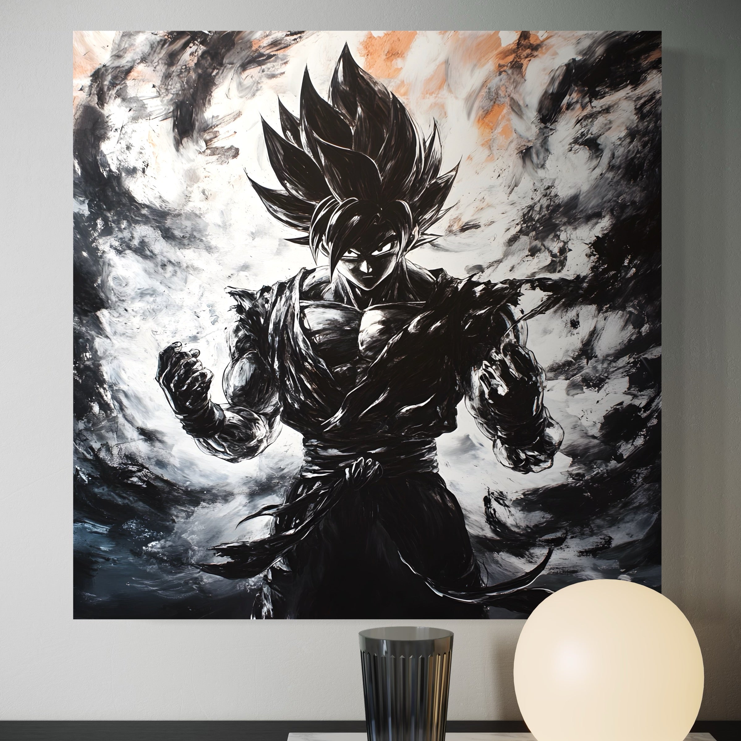 Tableau Dragon Ball Z Super Saiyan Noir et Blanc - Déco Murale - Fabulartz.fr 