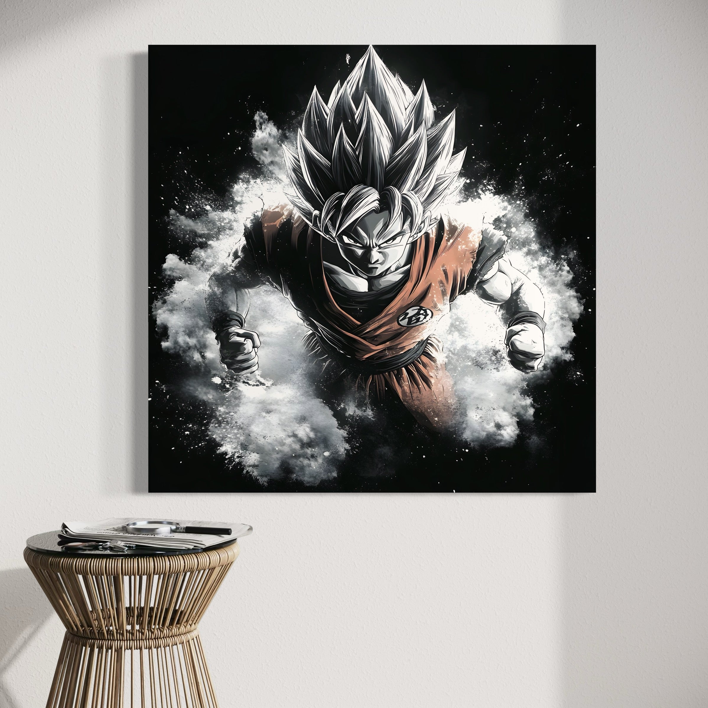 Tableau Dragon Ball Z Super Saiyan Noir et Blanc - Déco Murale