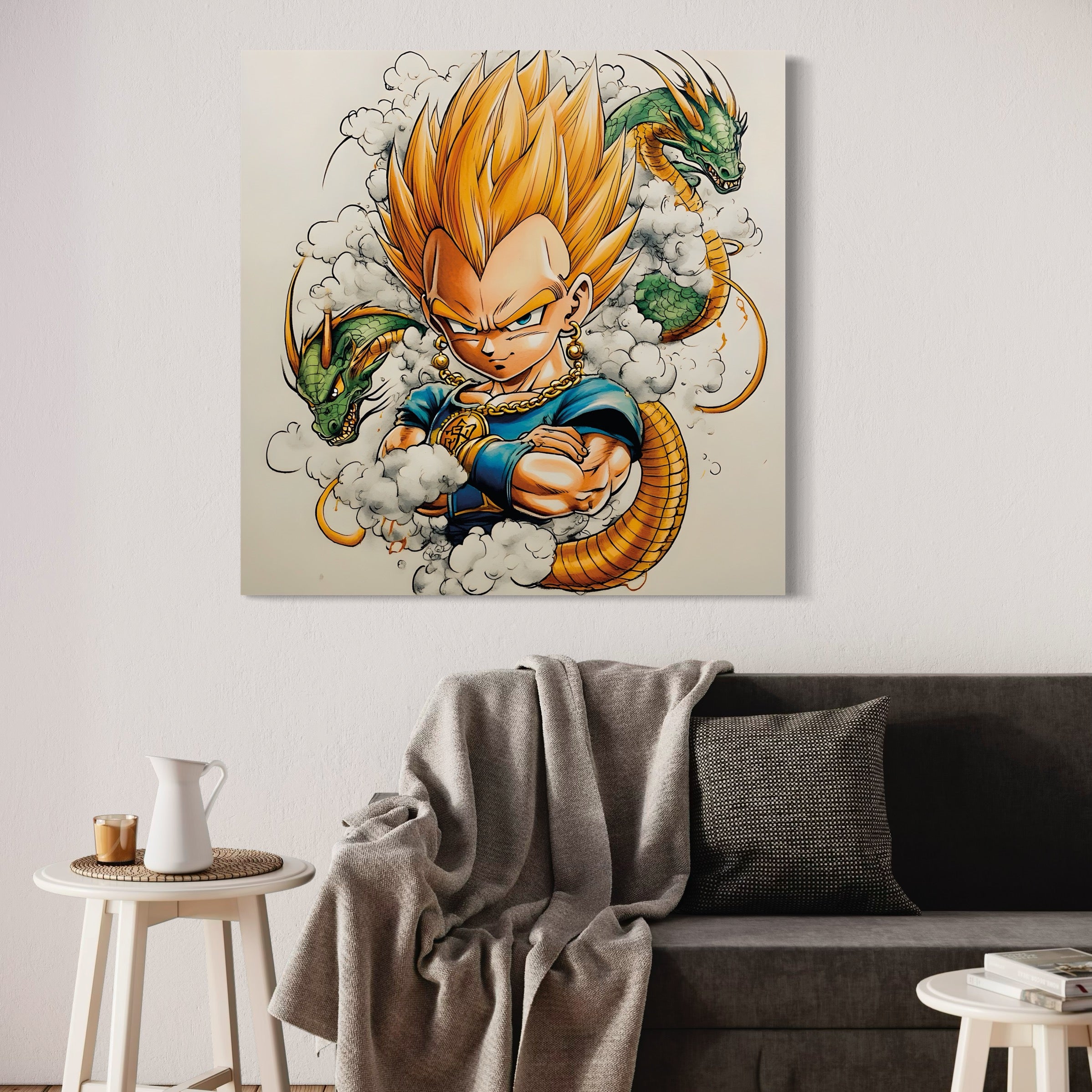 Tableau Dragon Ball Z Vegeta Shenron - Décoration Murale