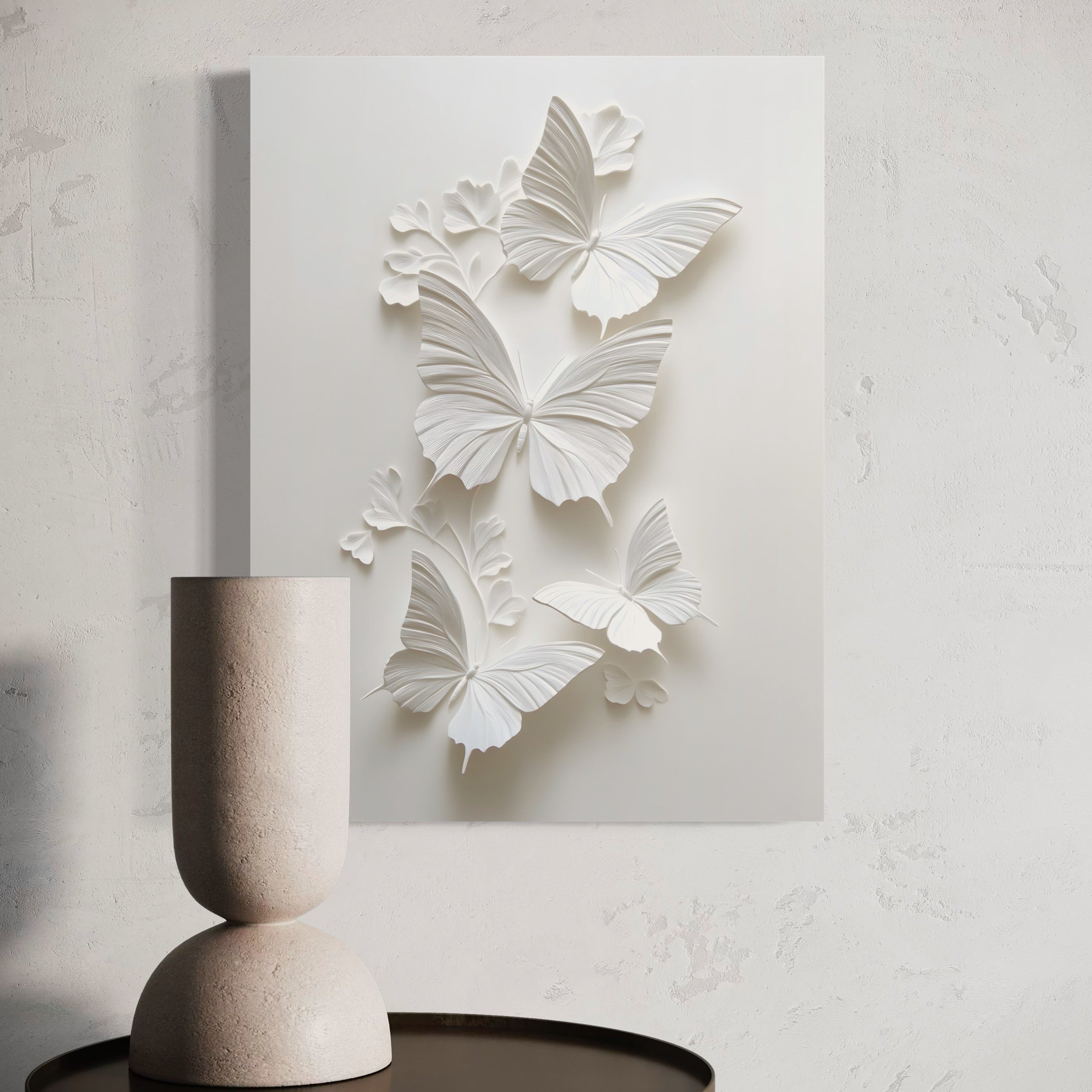 Tableau Papillon Blanc - Déco Murale Moderne - Fabulartz.fr 