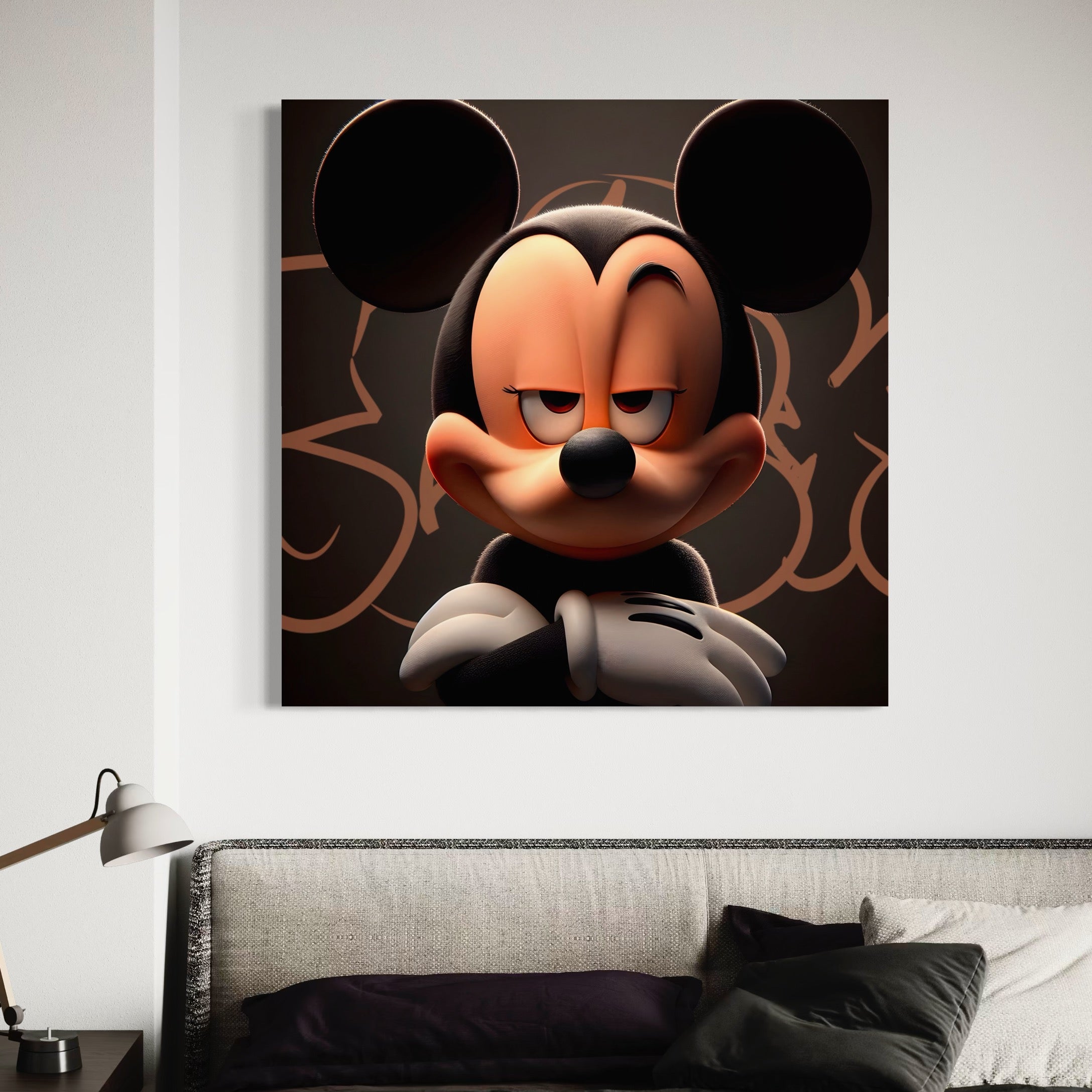 Tableau Portrait Mickey Sceptique - Cadre Murale Design - Fabulartz.fr 