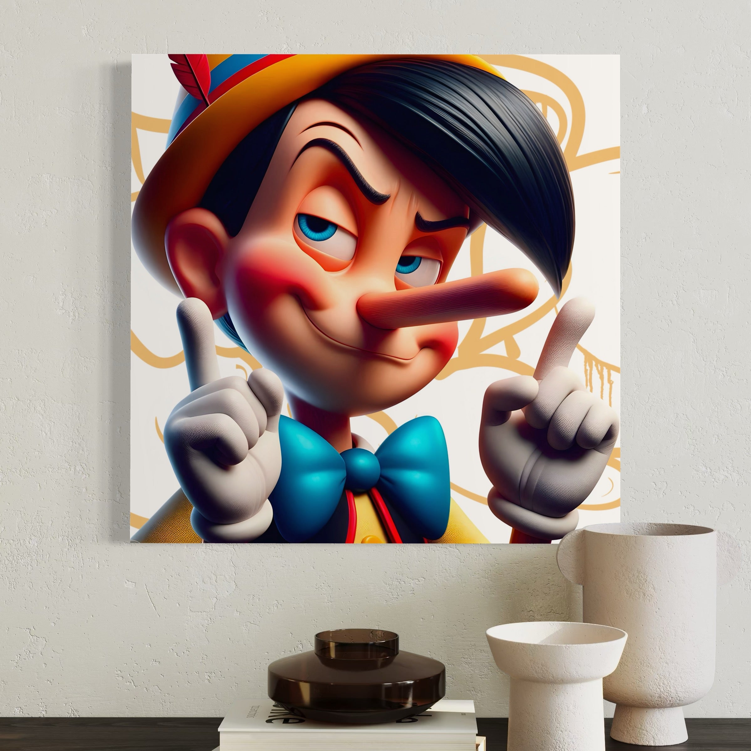 Tableau Portrait Pinocchio Malicieux - Déco Murale Moderne - Fabulartz.fr 