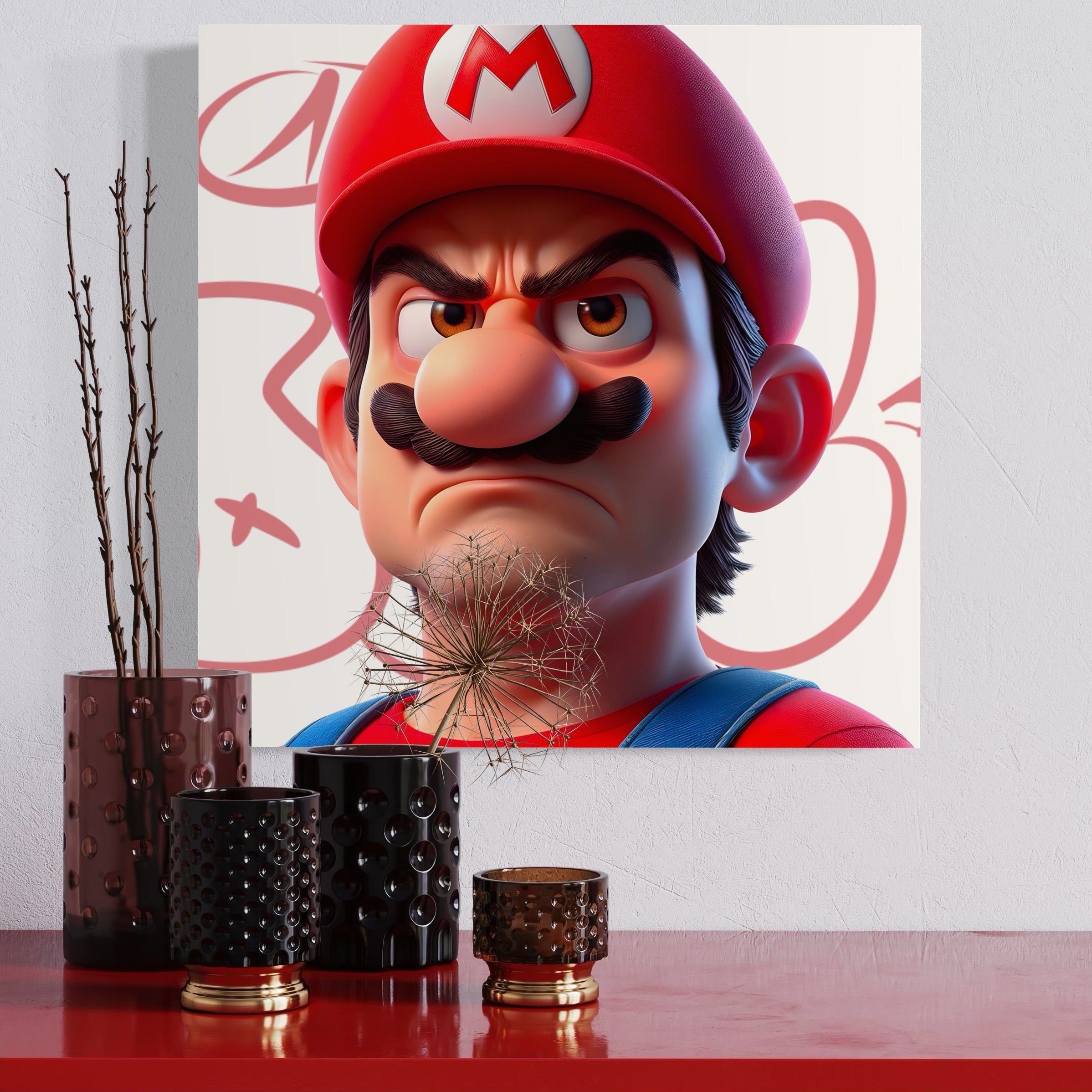 Tableau Portrait Super Mario Déterminé - Déco Murale Moderne - Fabulartz.fr 