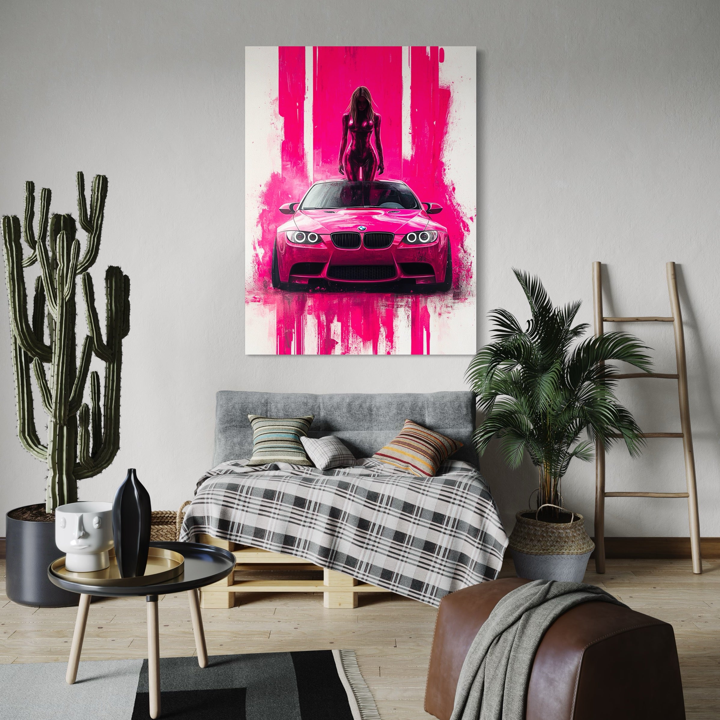 Tableau BMW Rose Femme - Déco Murale Moderne