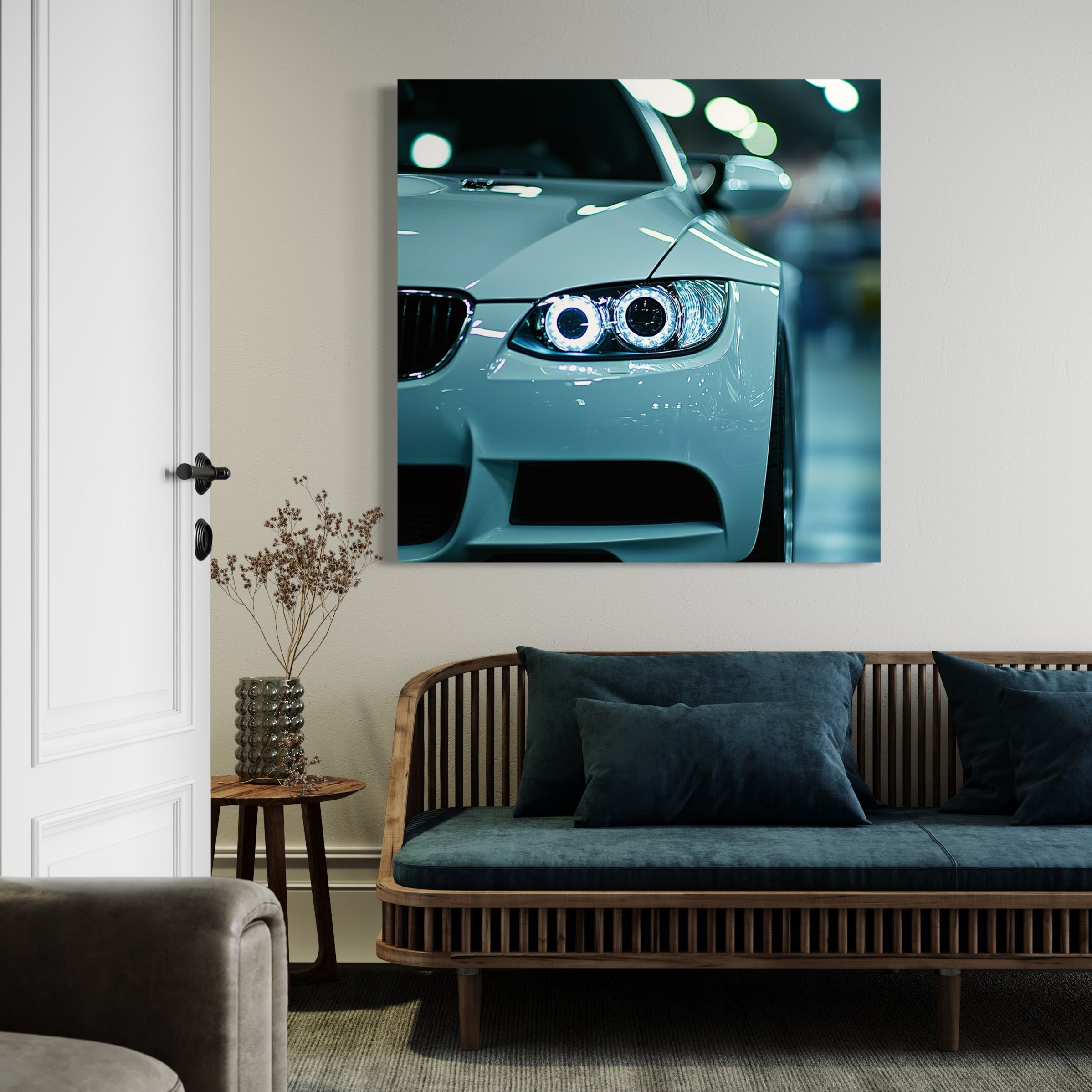 Tableau BMW Blanc Minimaliste - Déco Murale Moderne