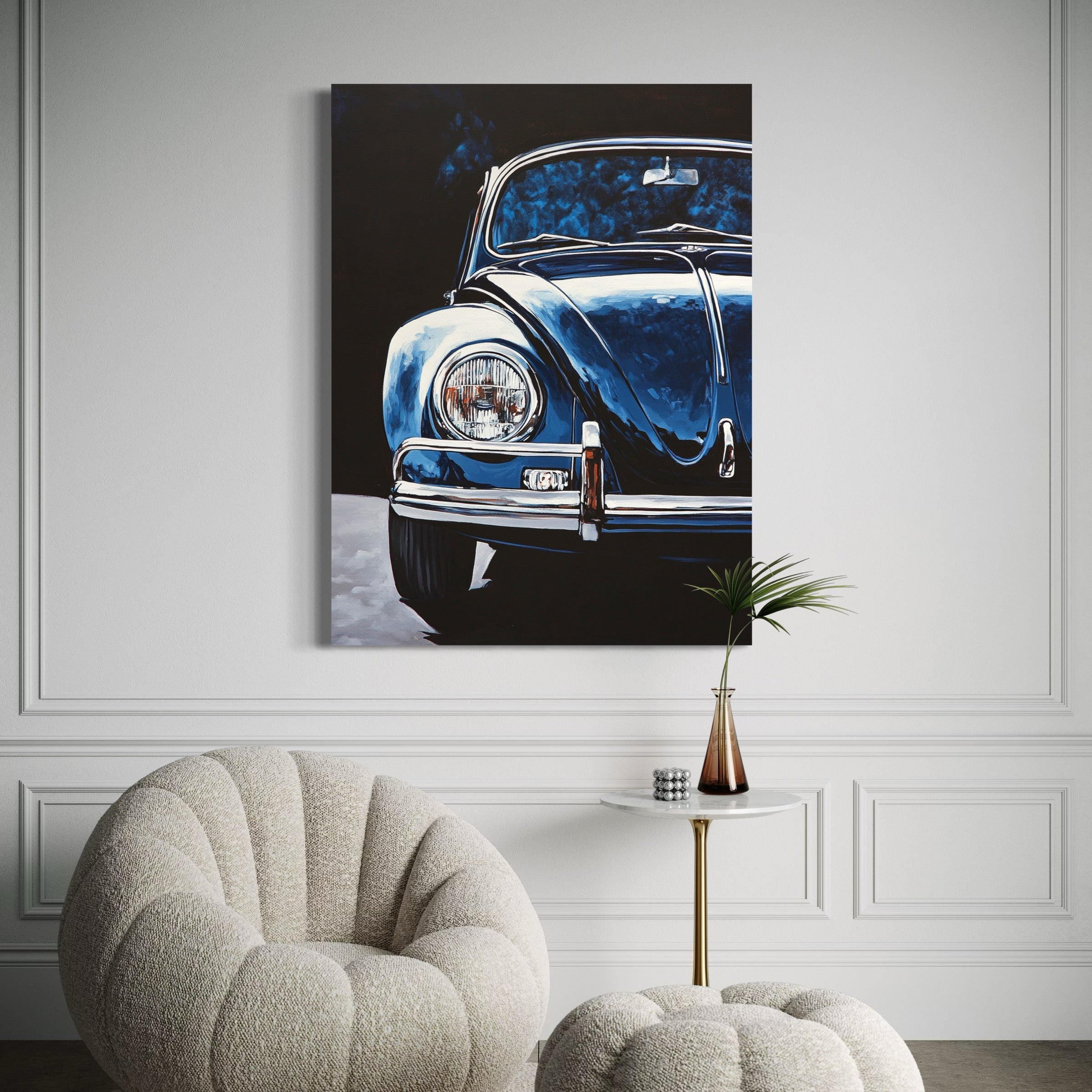 Tableau Volkswagen Coccinelle Bleue Classique - Déco Murale Moderne - Fabulartz.fr 