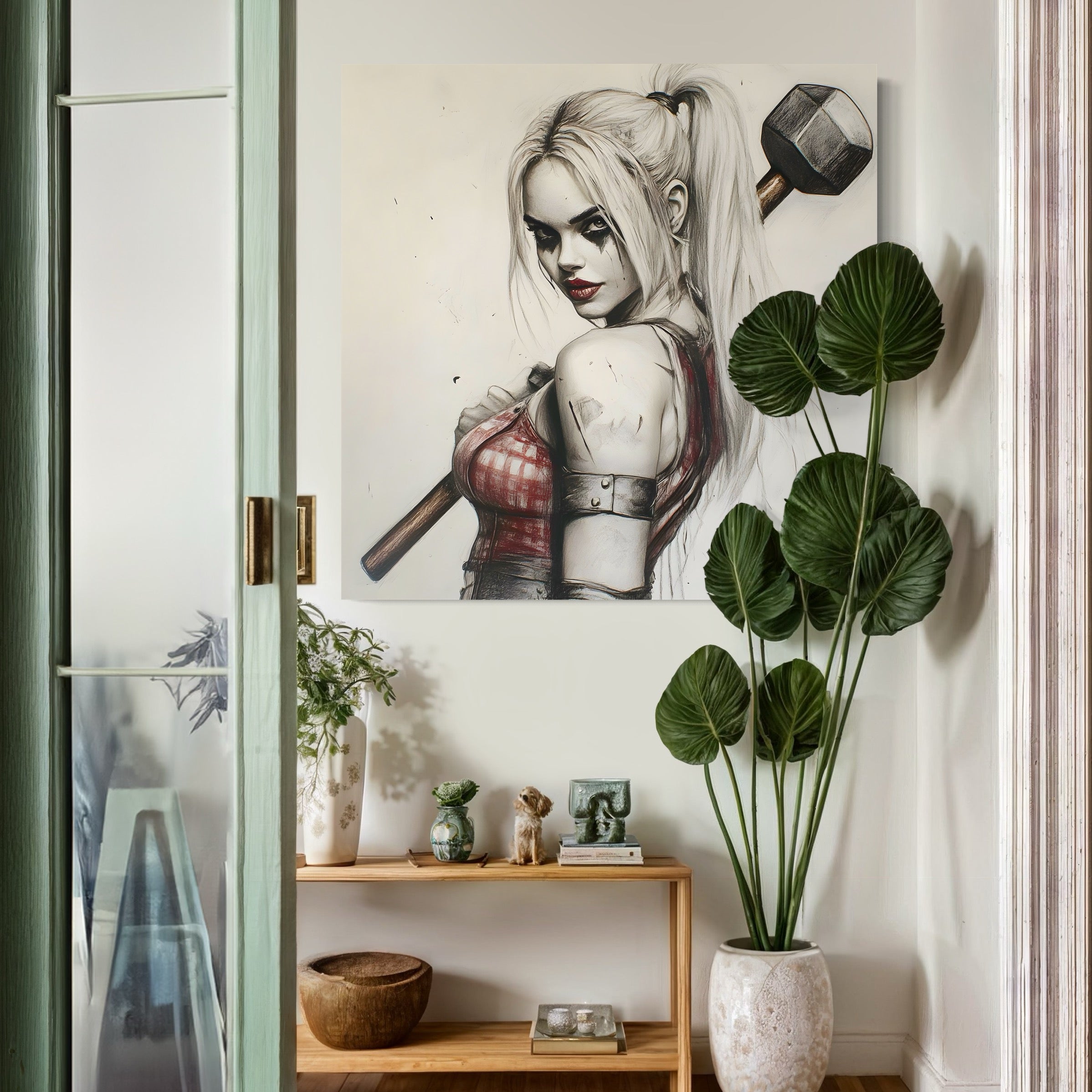 Tableau Harley Quinn Sourire Embrasé – Décoration Murale Moderne - Fabulartz.fr 