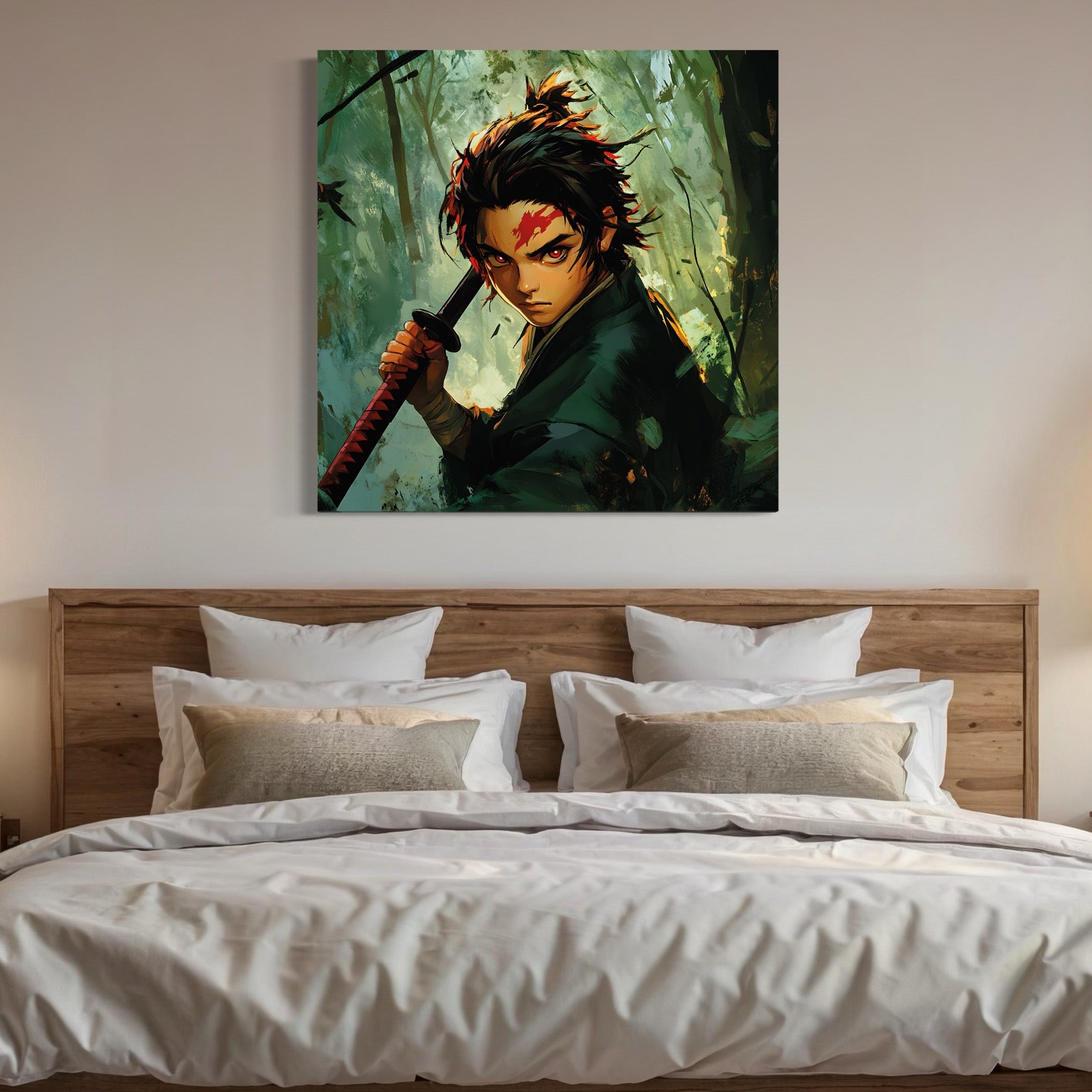 Tableau Demon Slayer Tanjiro en Forêt - Cadre Déco Contemporain - Fabulartz.fr 