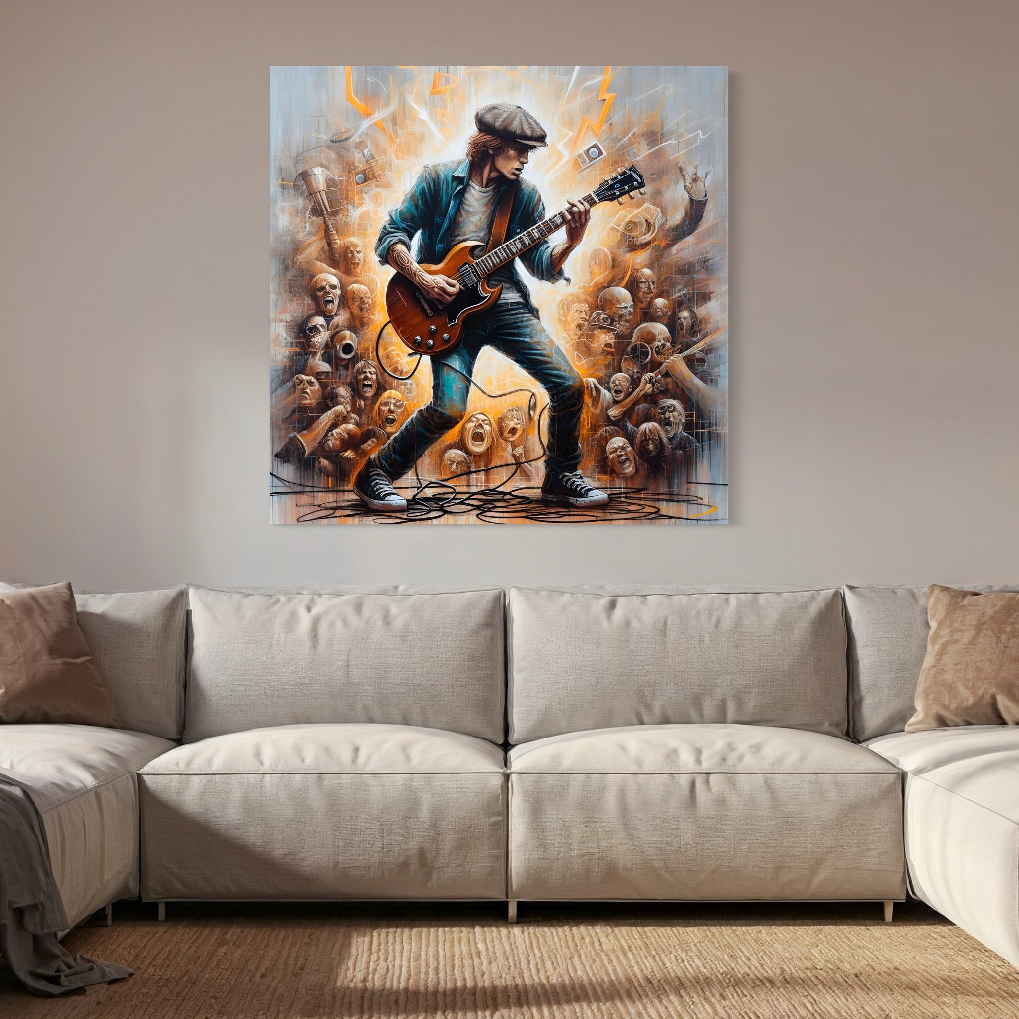 Tableau ACDC Guitariste et Foule - Décoration Murale Design - Fabulartz.fr 