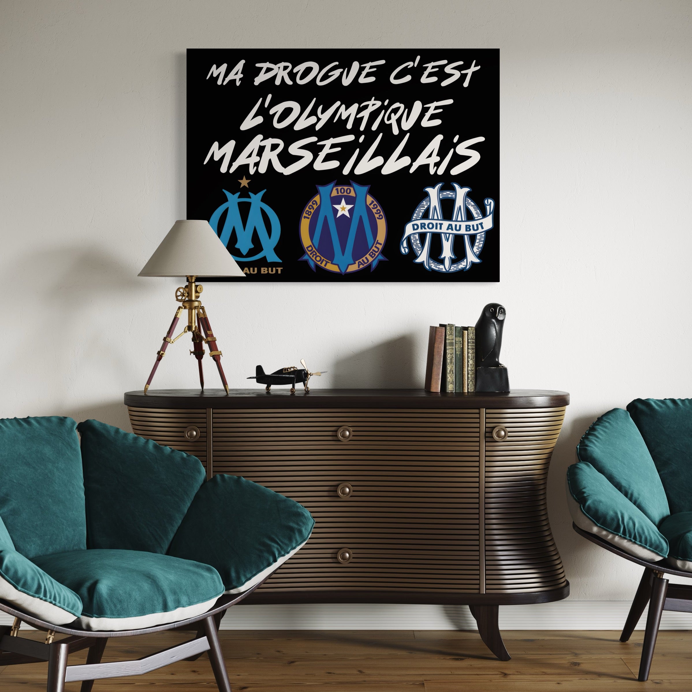 Tableau OM Ma Droge Olympique Marseillais - Cadre Mural - Fabulartz.fr 