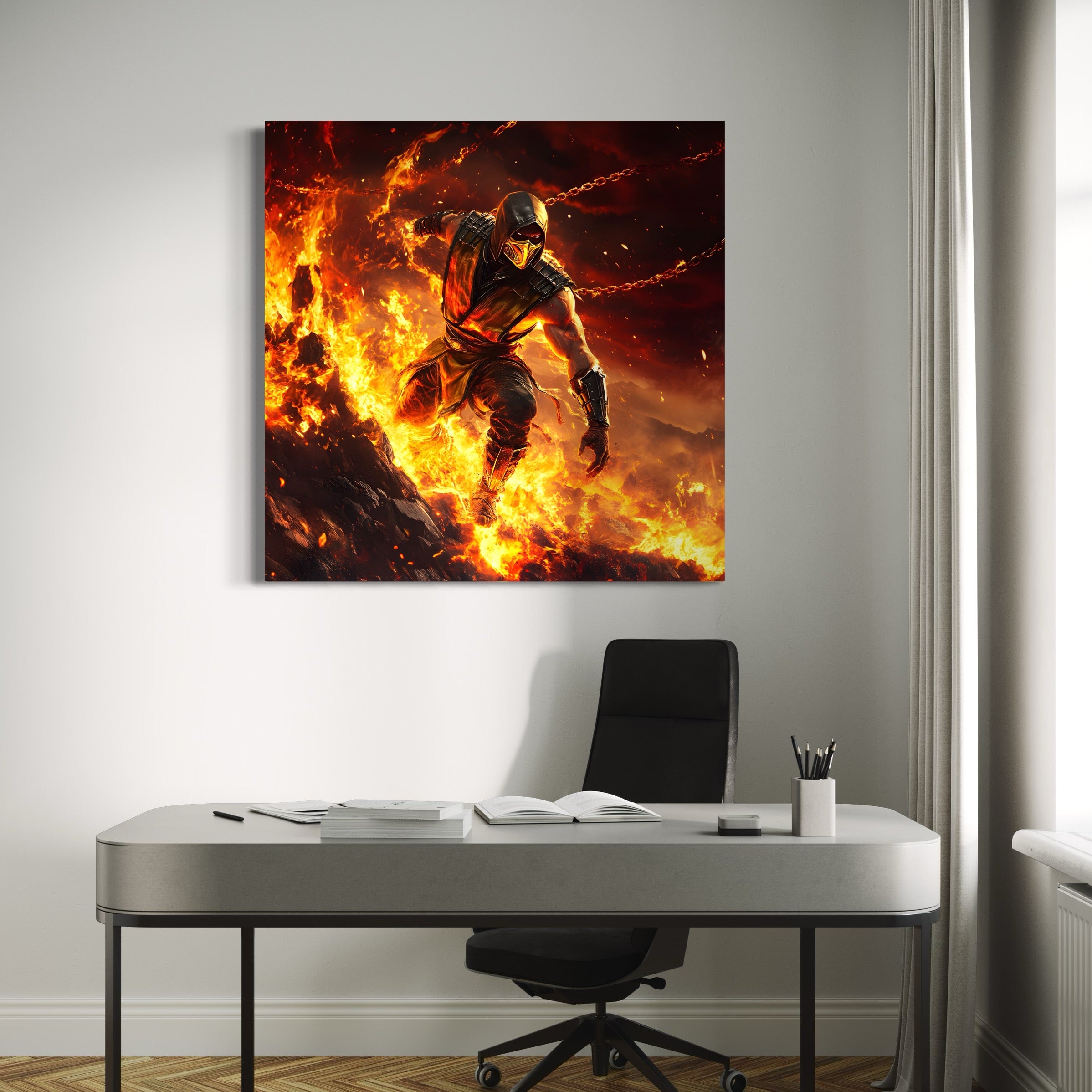 Tableau Mortal Kombat Scorpion Maître des Flammes - Déco Murale - Fabulartz.fr 